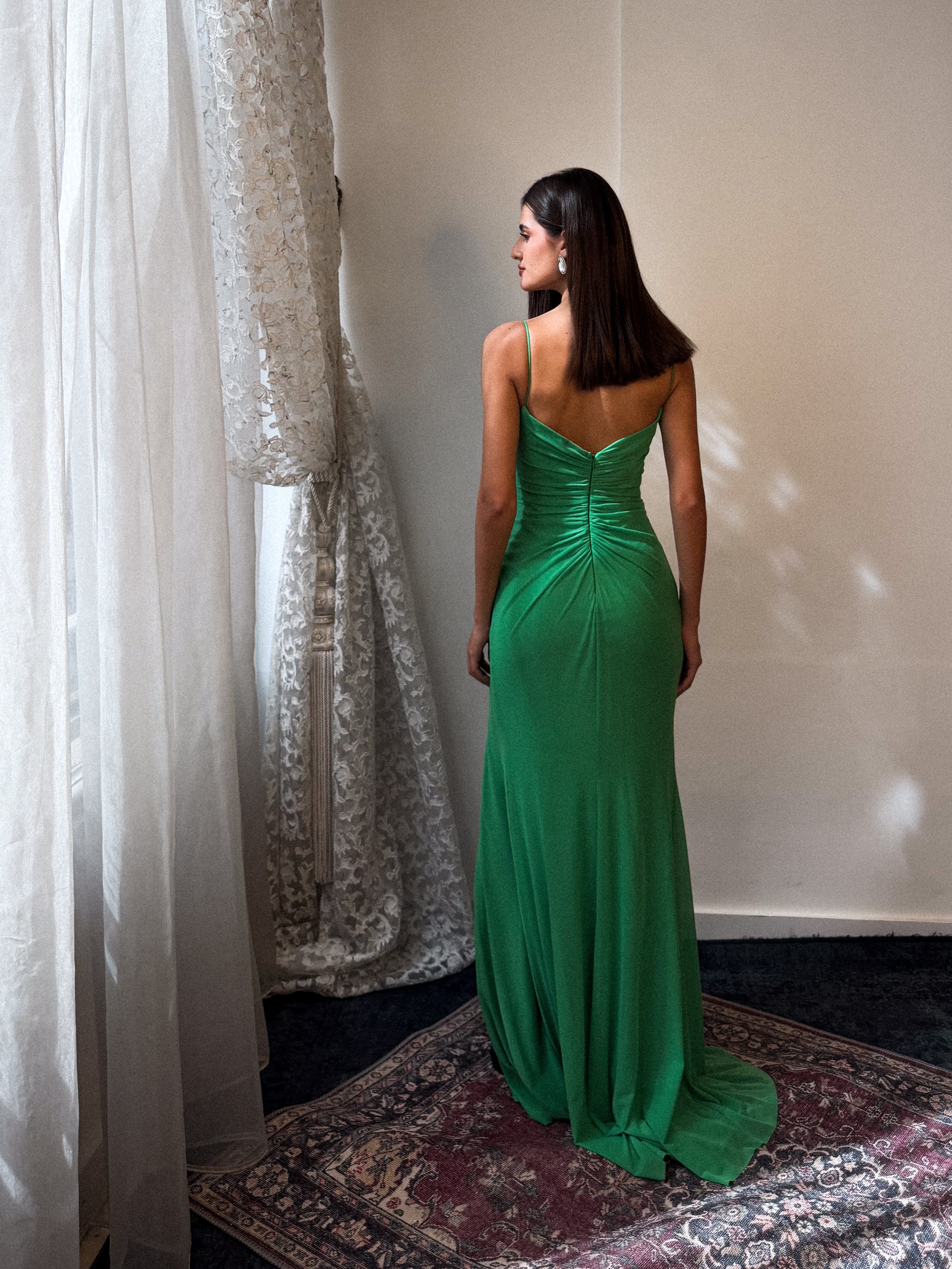 Envelope Backless Dress in Green