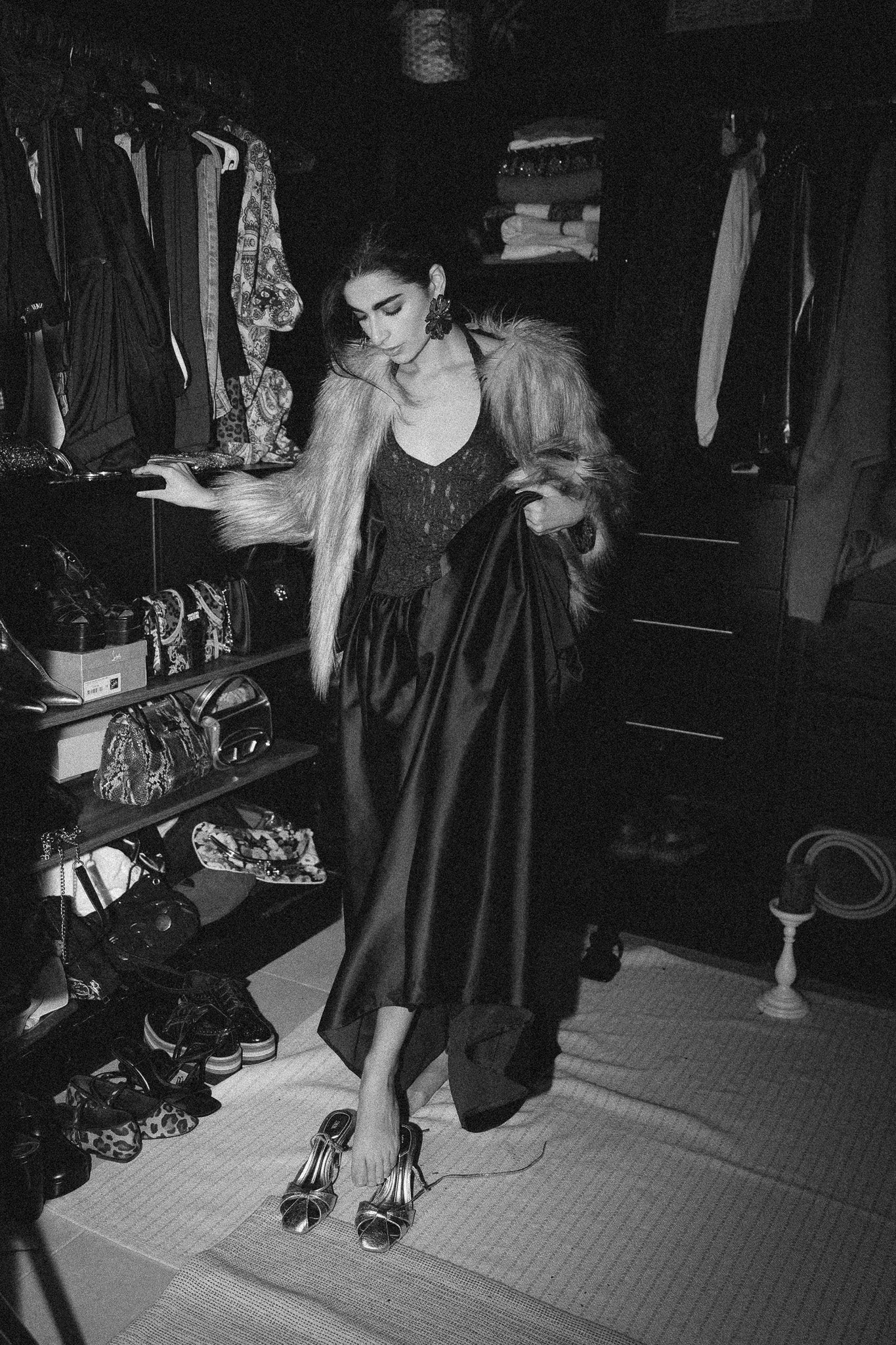 Halter neck long dress in brown