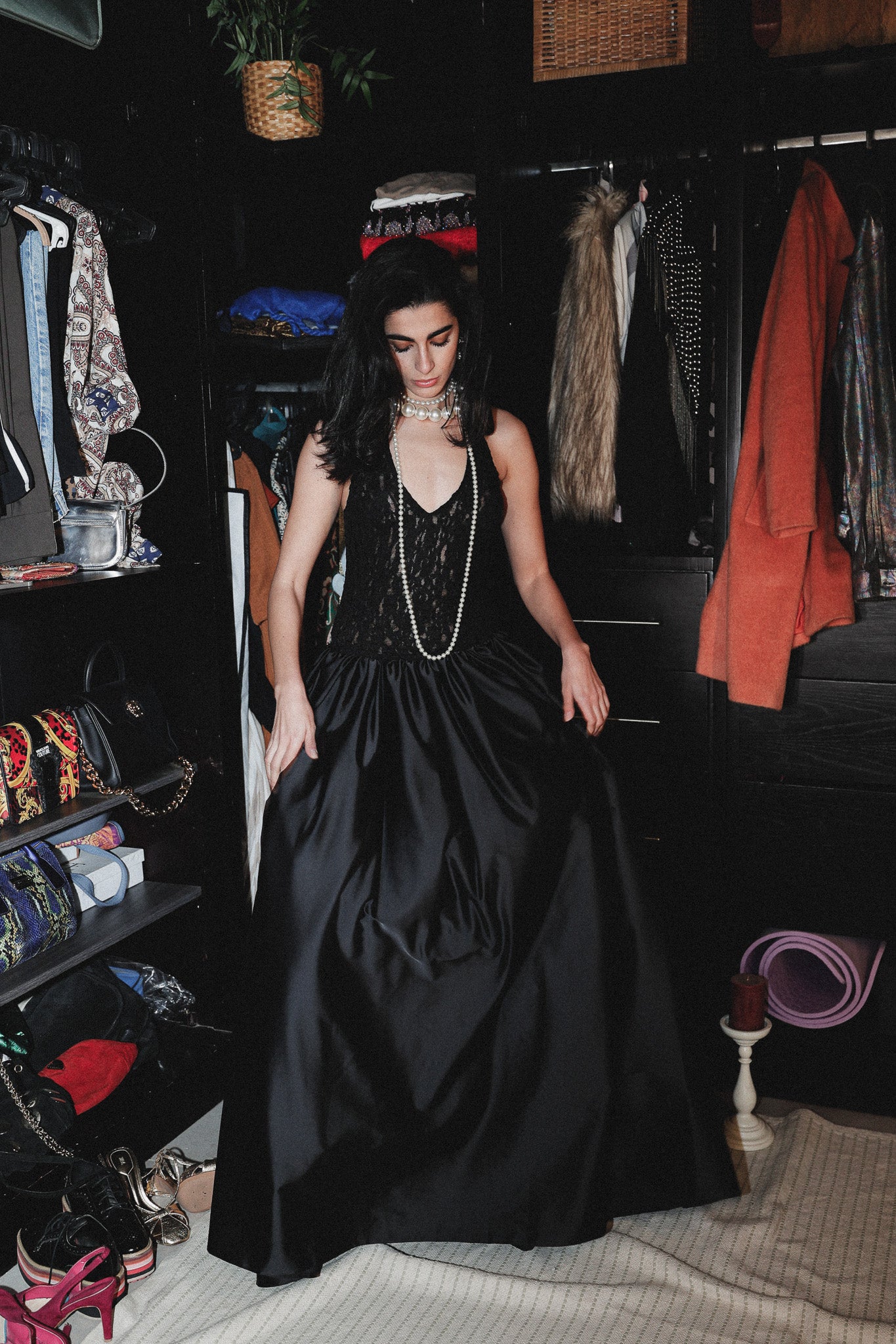 Halter neck long dress in black