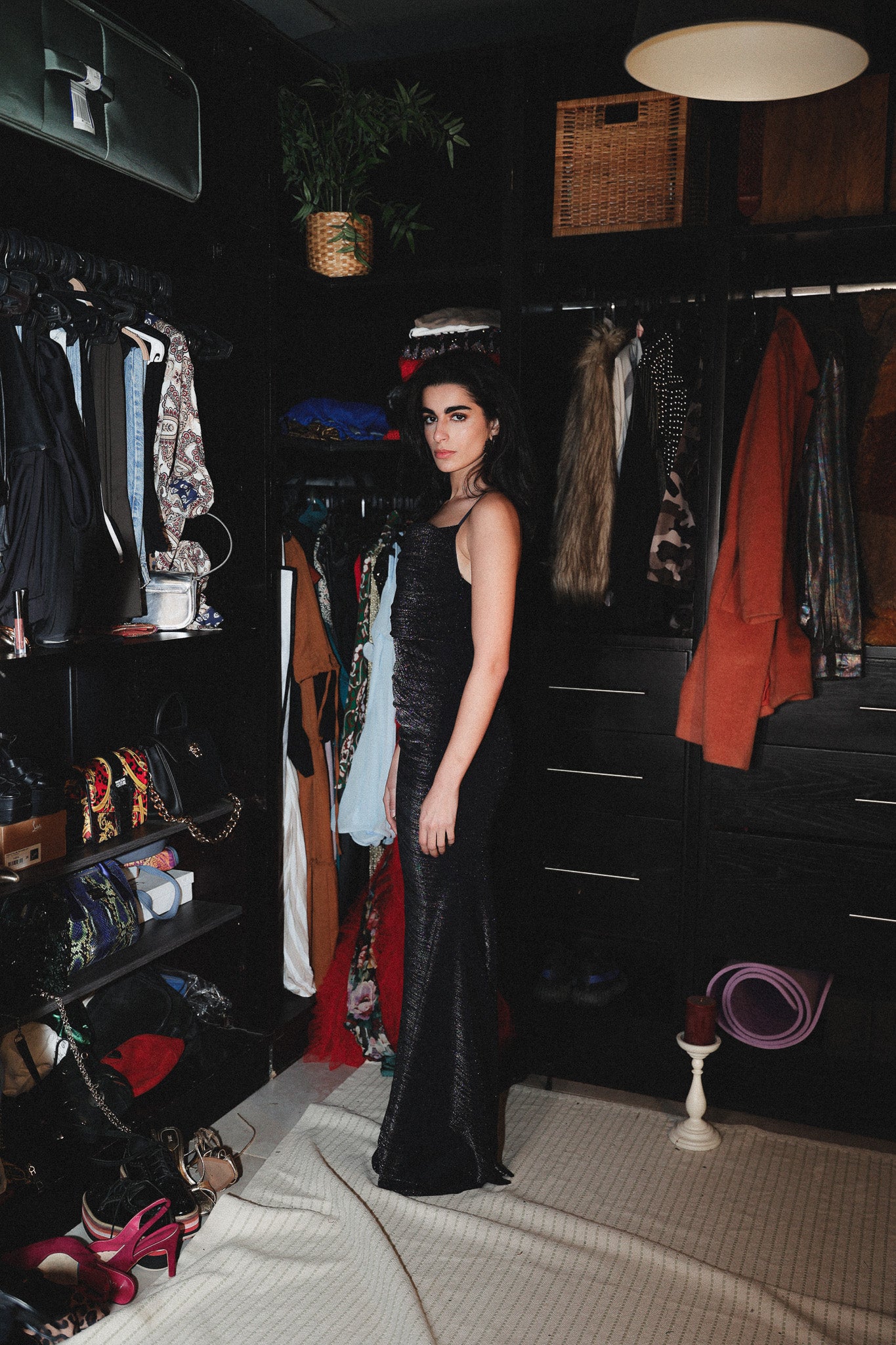 Strappy  long dress in navy