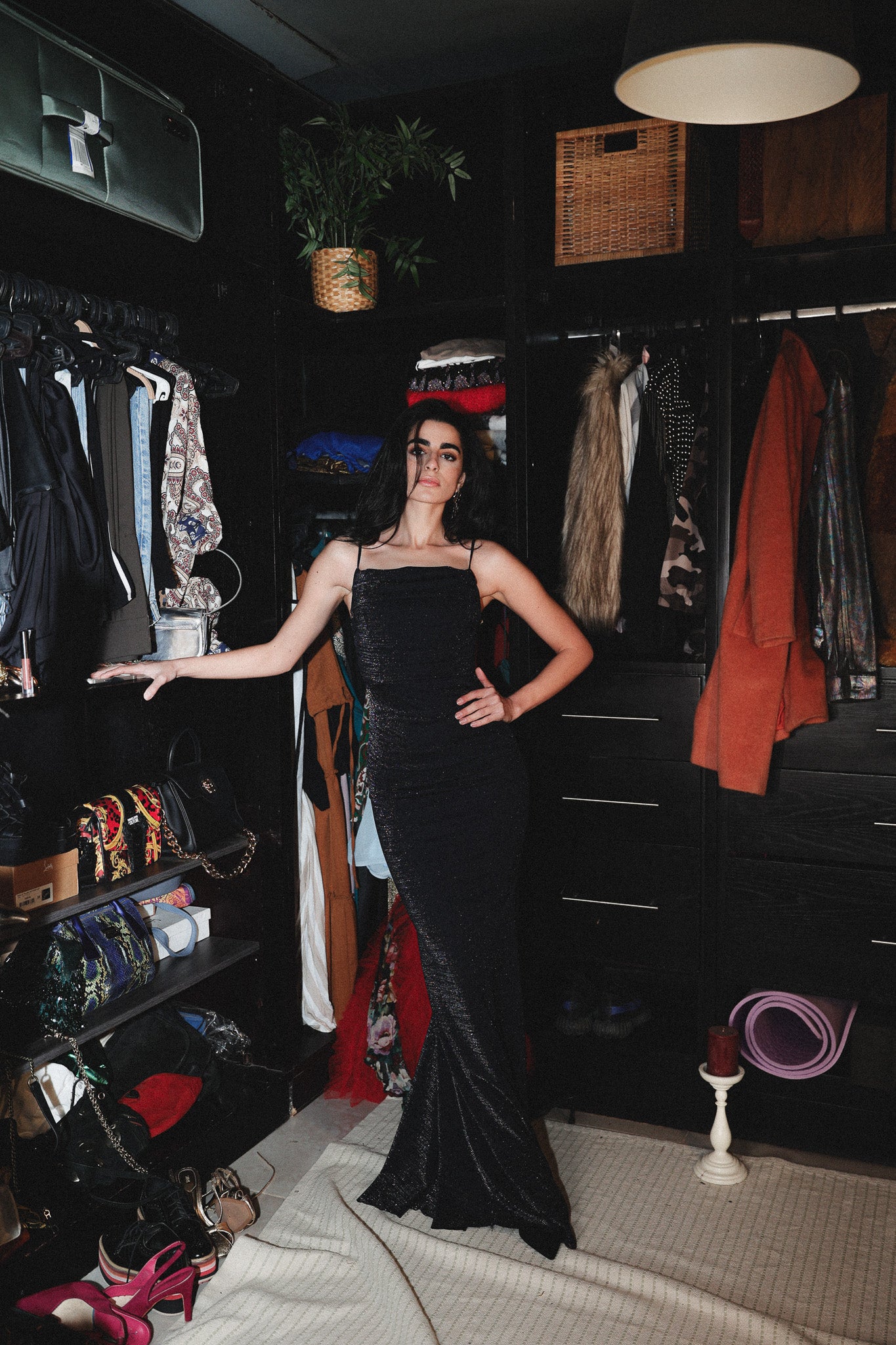 Strappy  long dress in navy