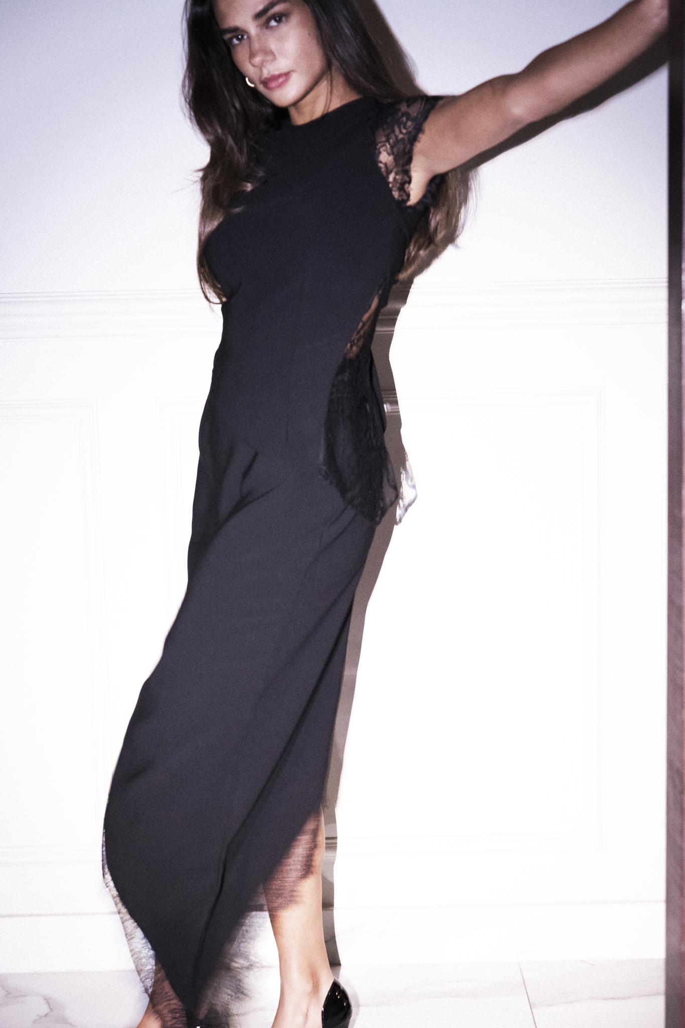 Asymmetrical Set with Lace Trim