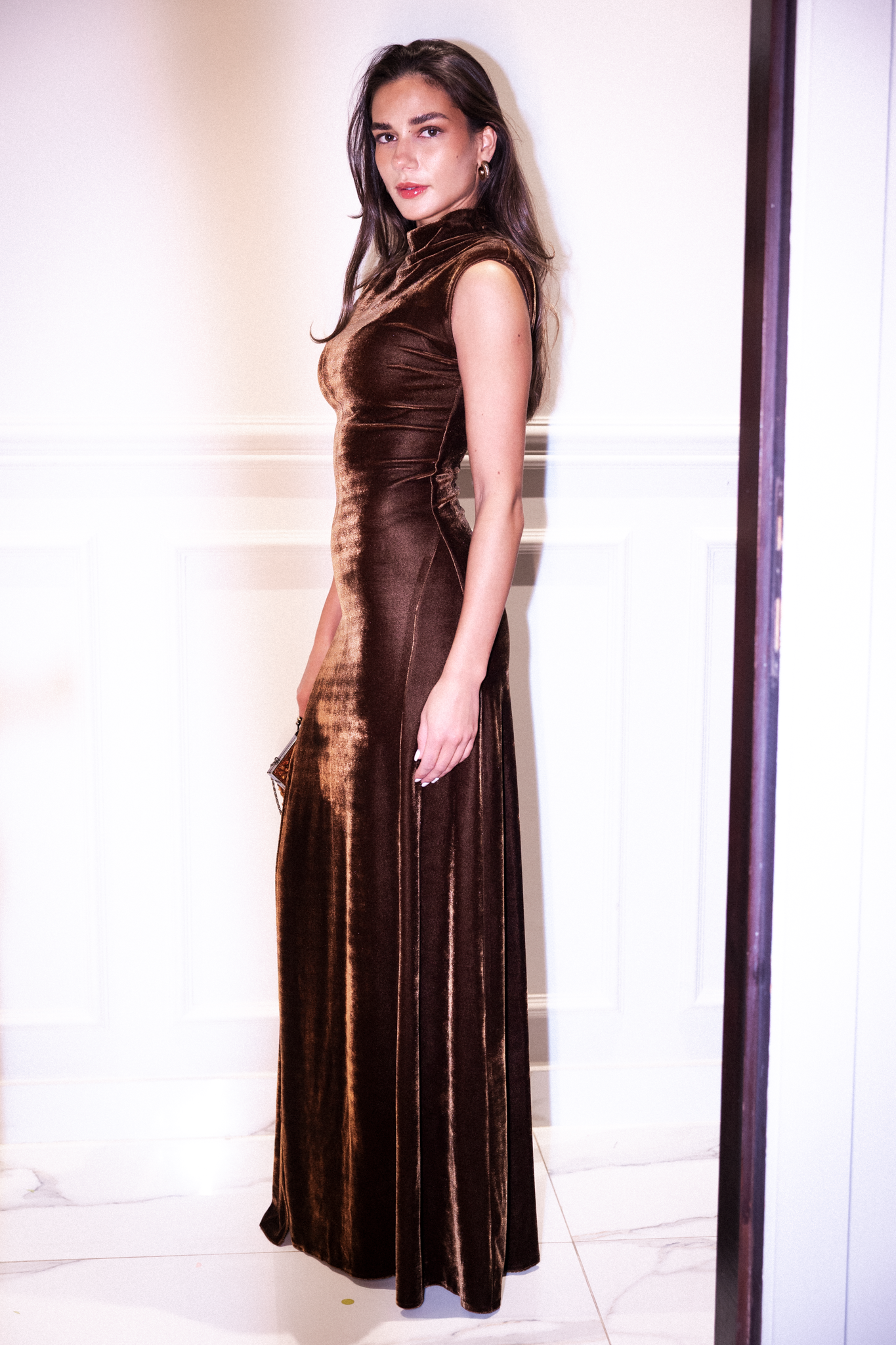 The Velvet IT dress in golden honey