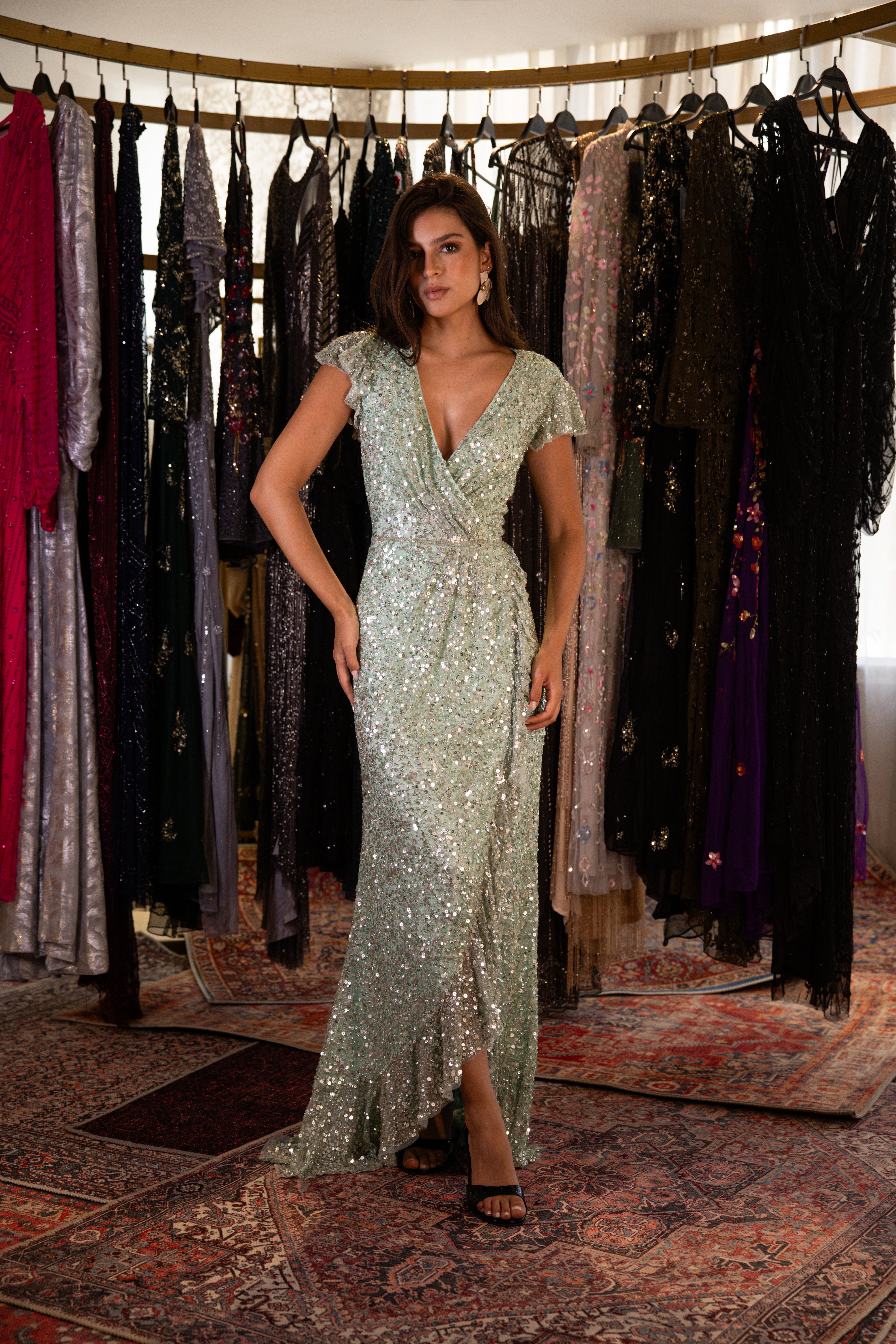 Payette envelope long dress in mint