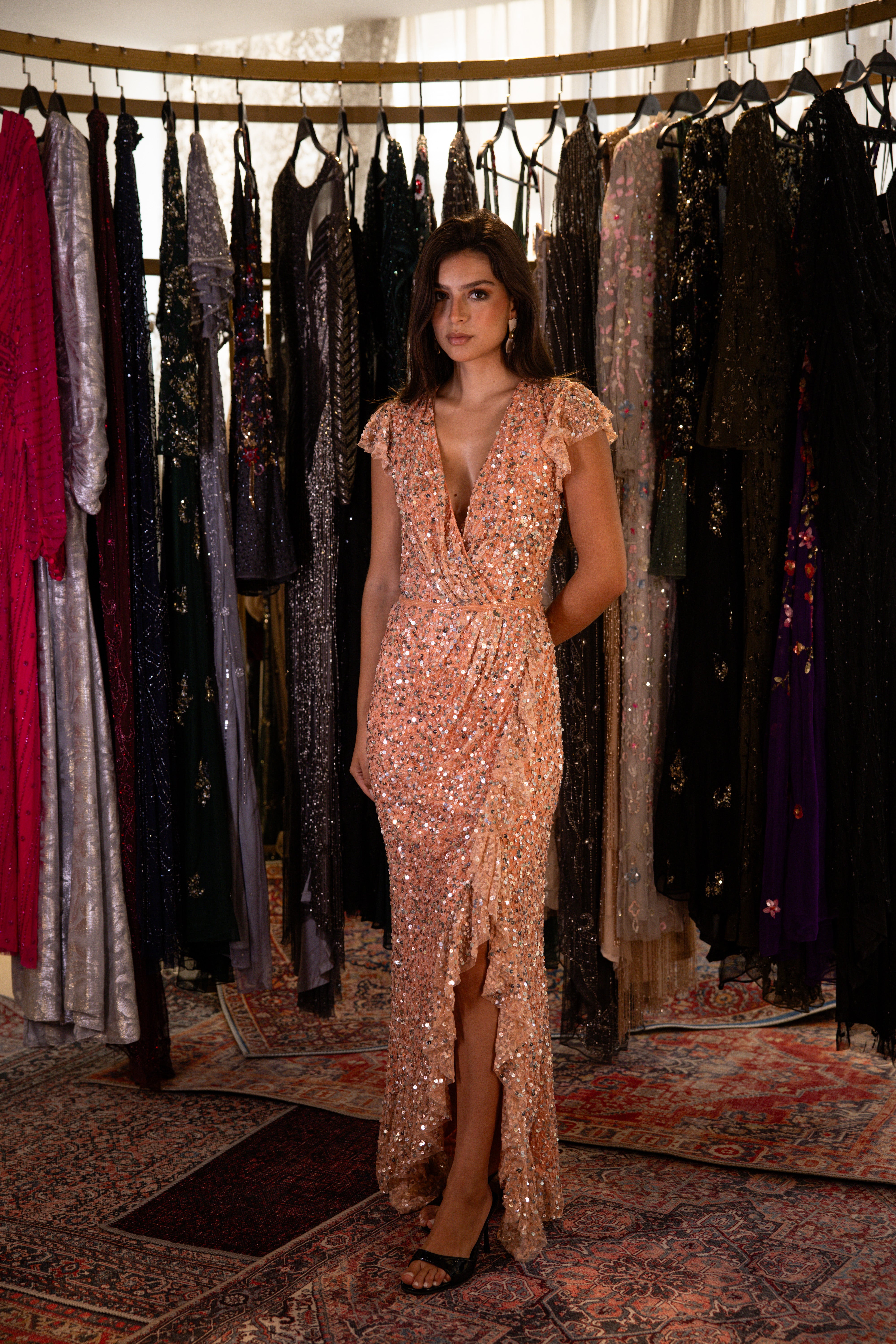 Payette envelope long dress in SIMON