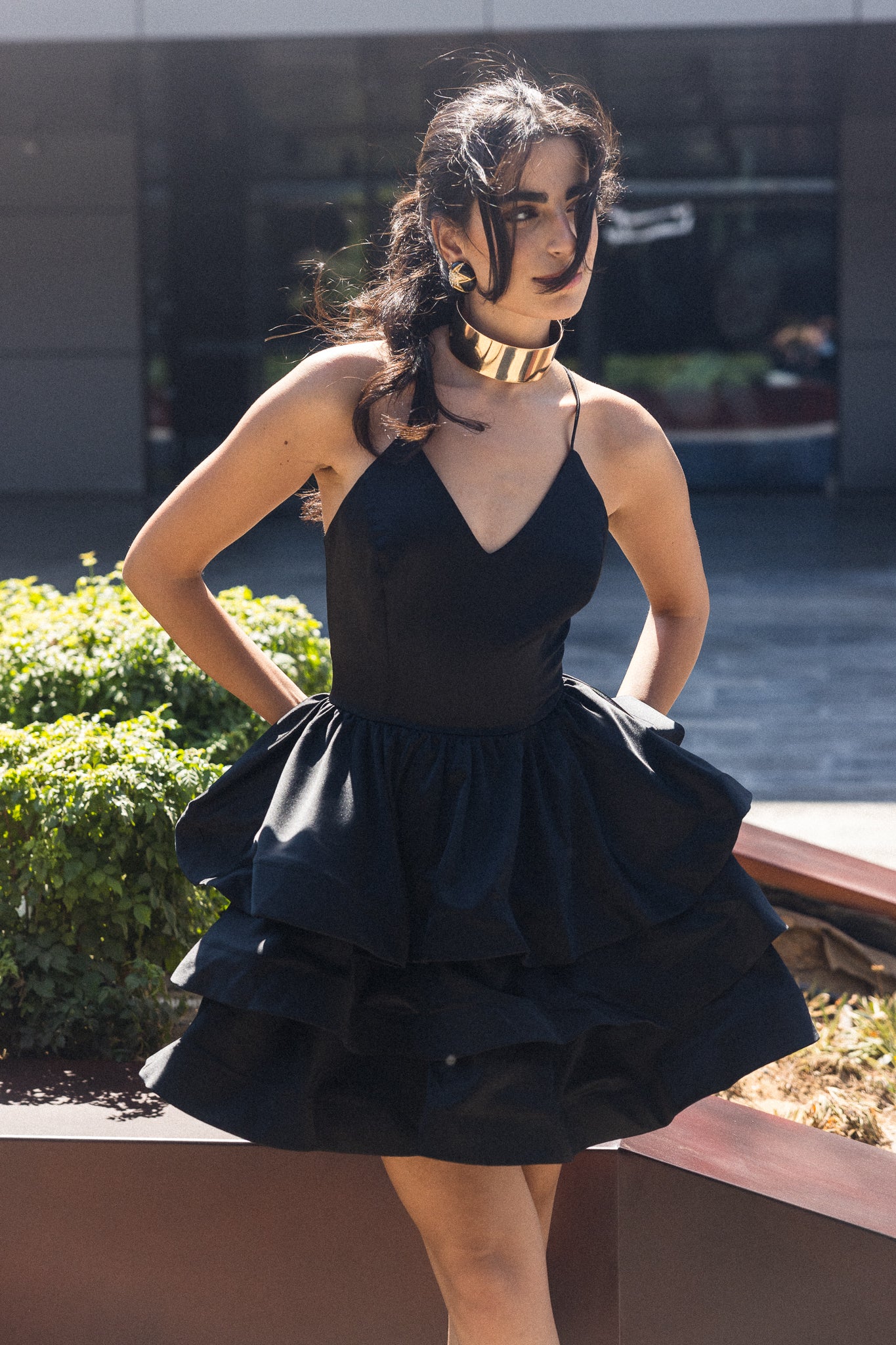 Short Puffy Dress in Black