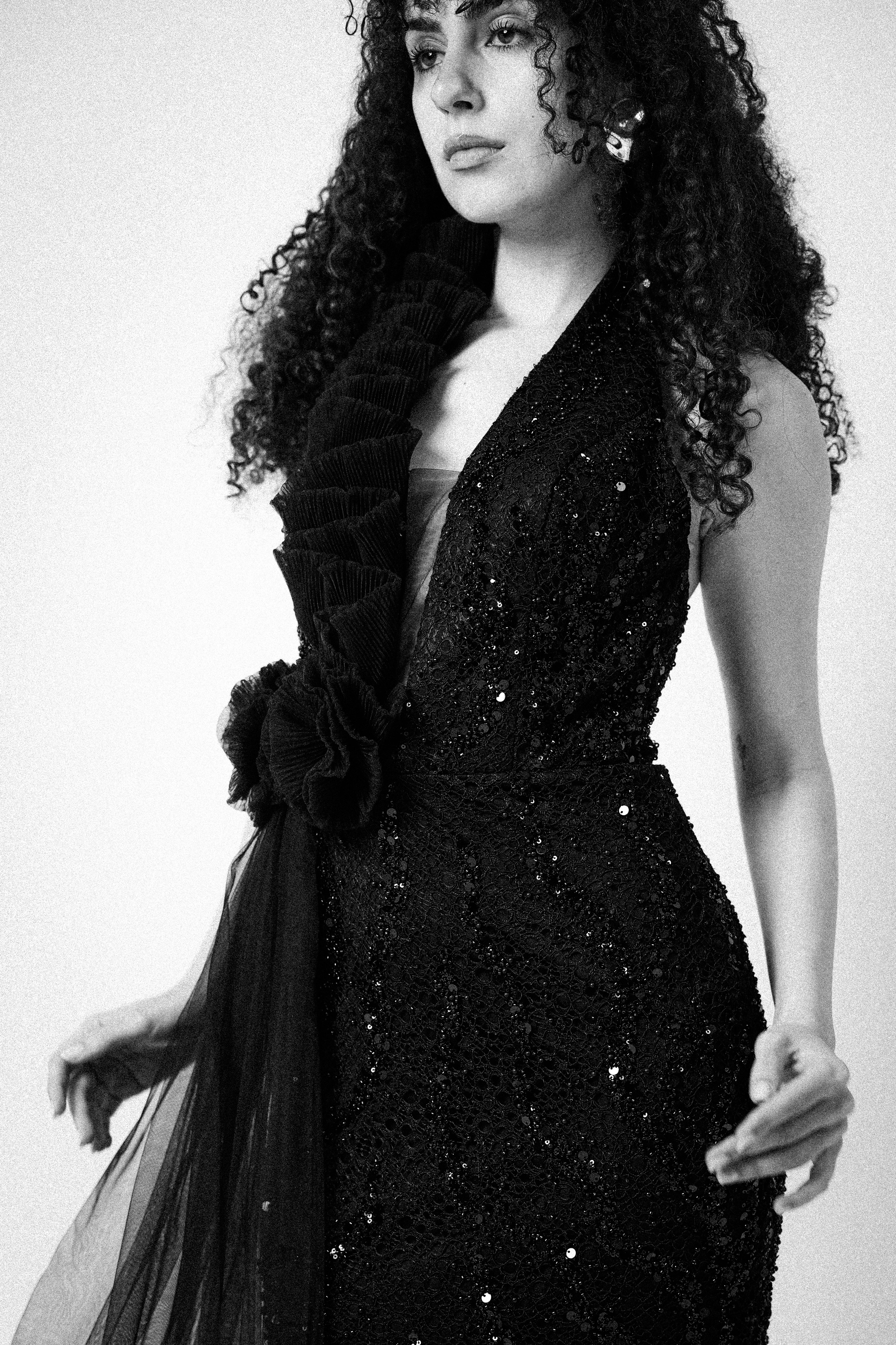 HALTER NECK LONG DRESS IN BLACK