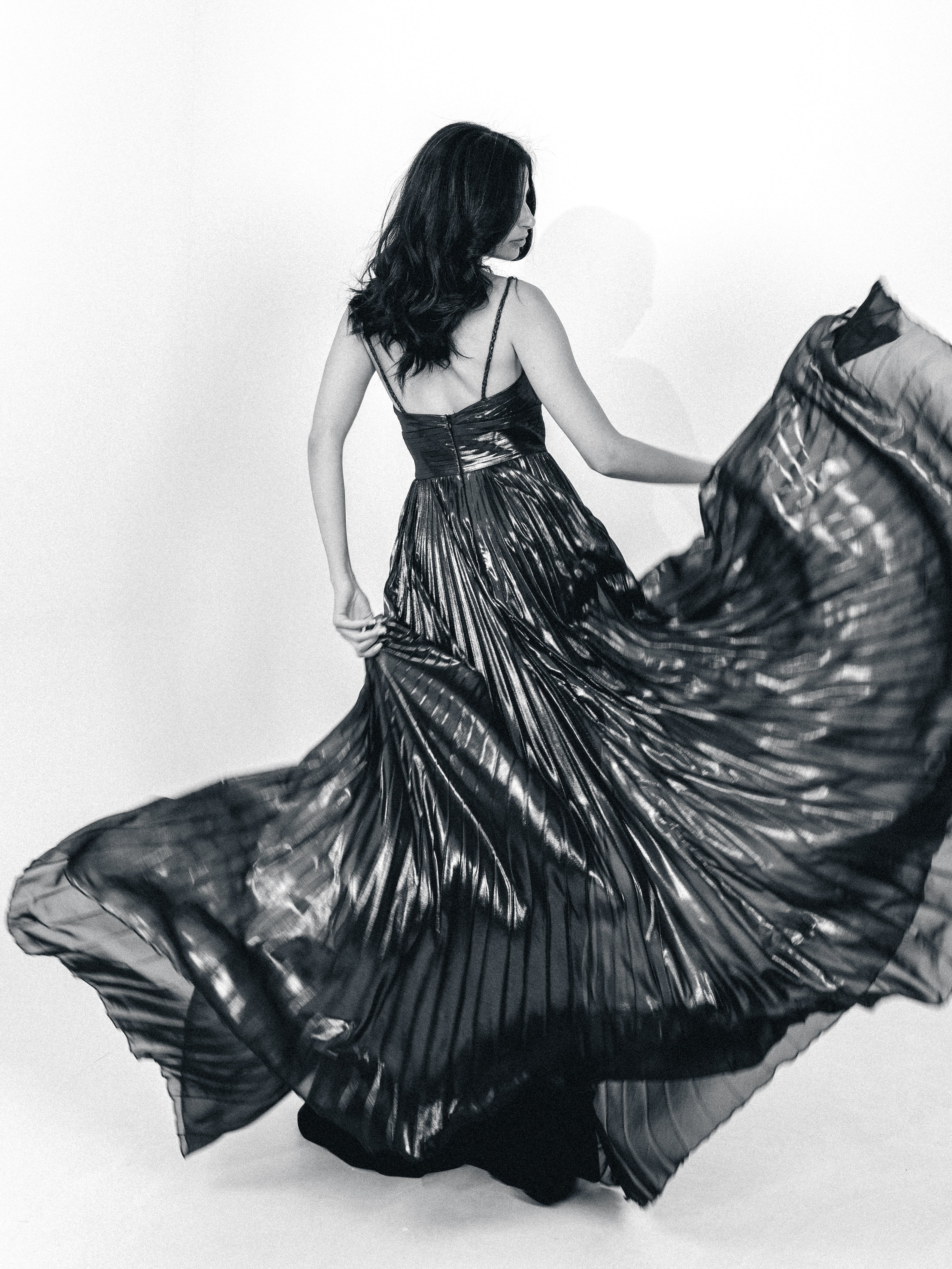 Plisse dress with spaghetti strap In Oxide