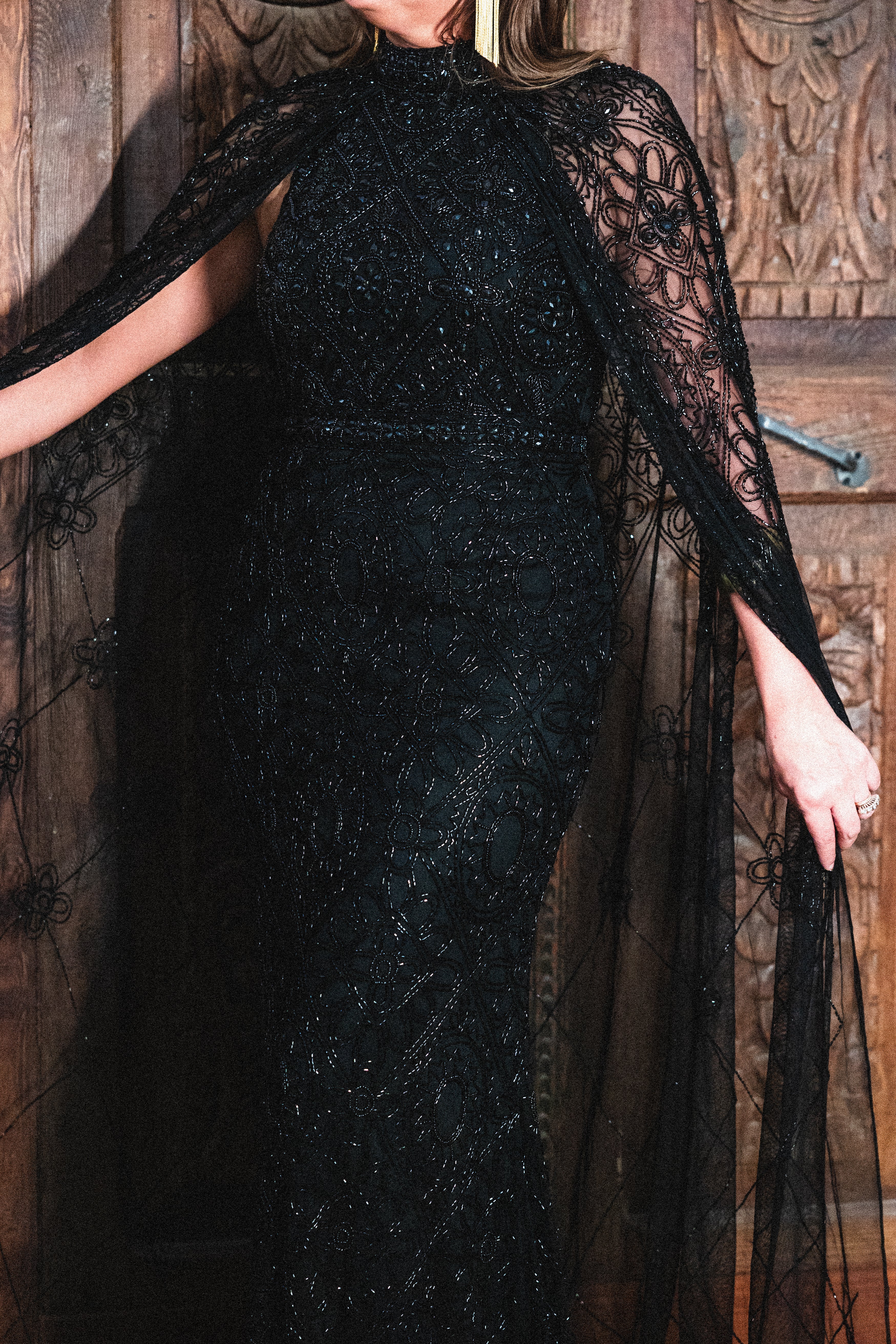 Beaded Modest with Cape in Black