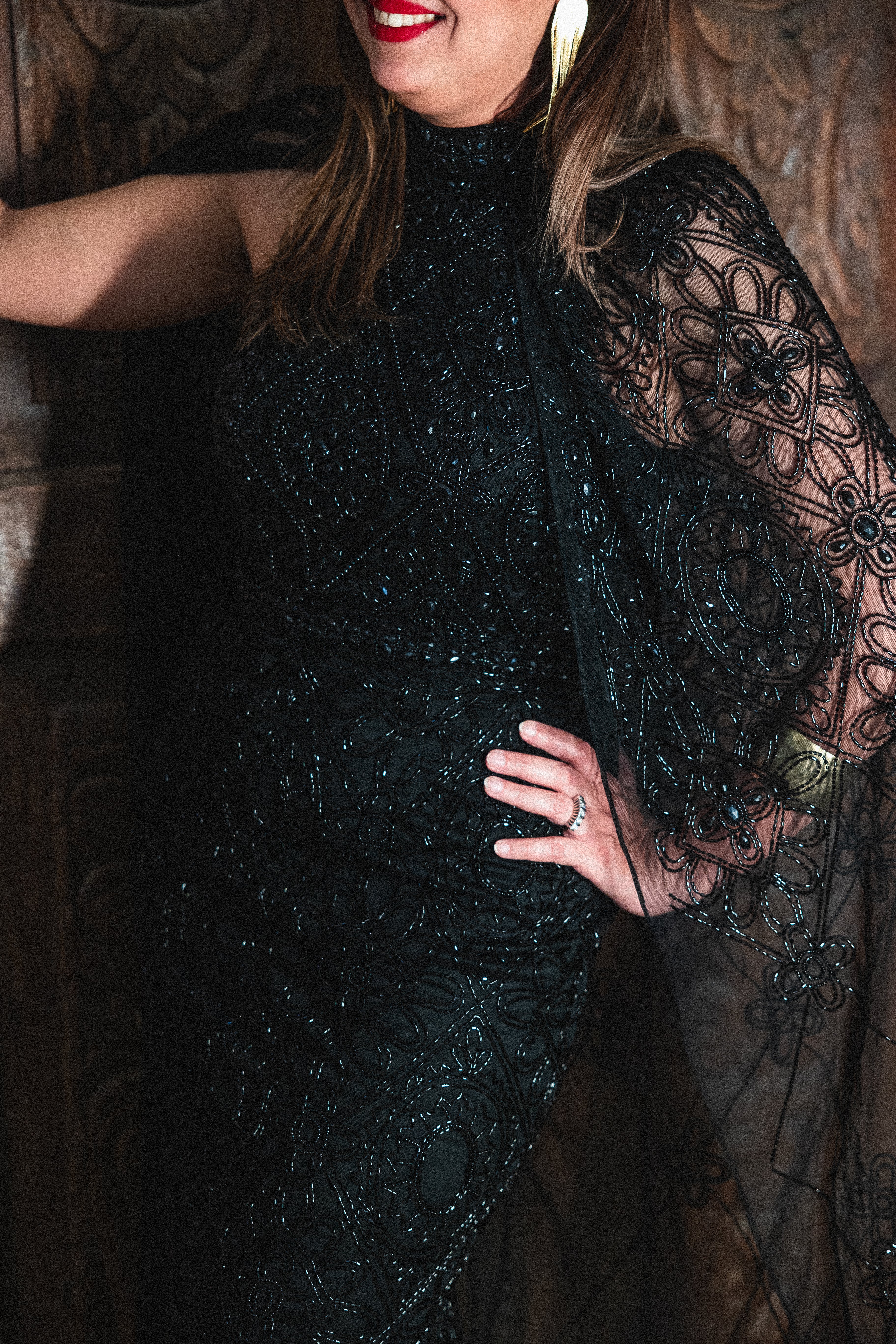 Beaded Modest with Cape in Black