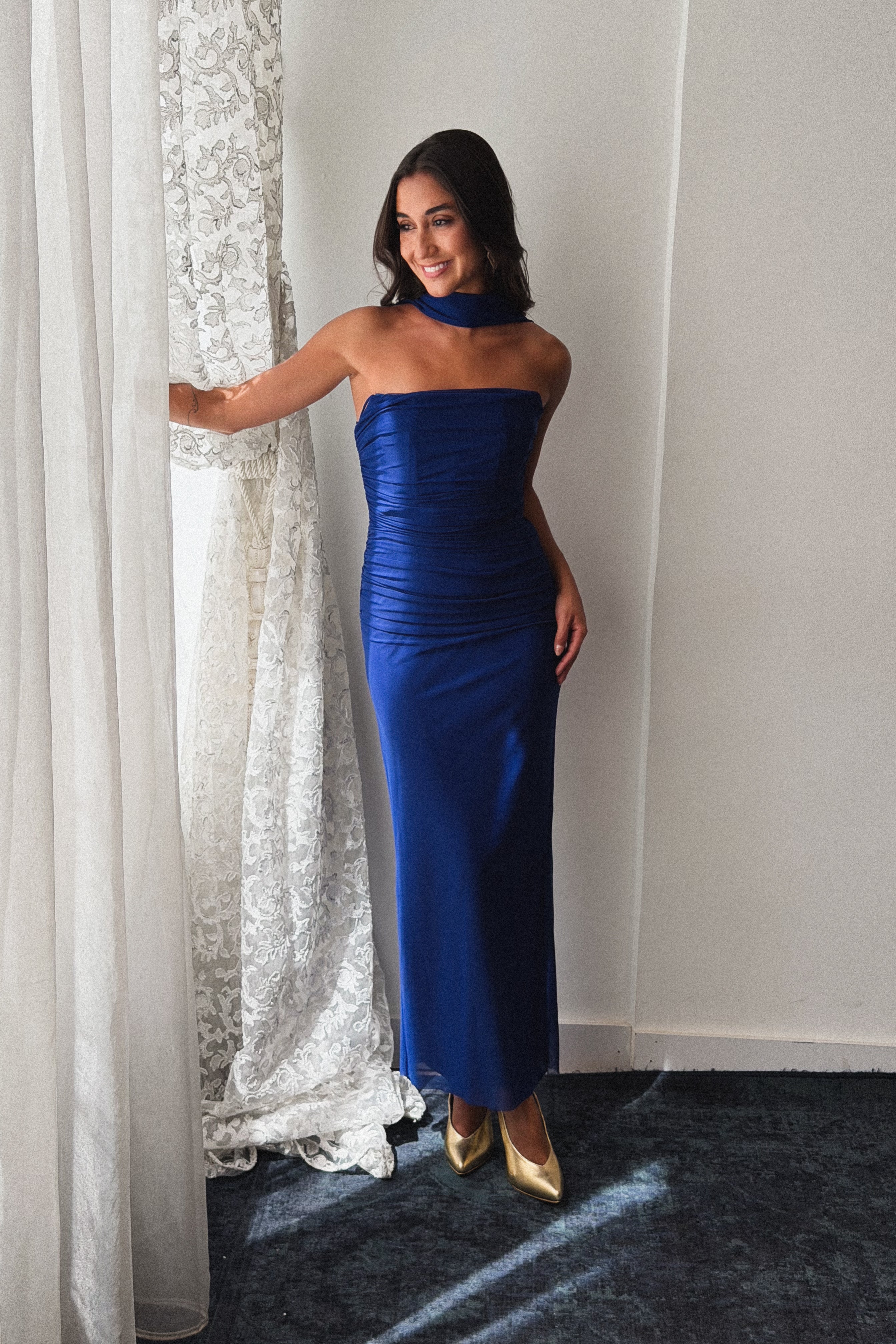 Tulle Midi Dress in Blue