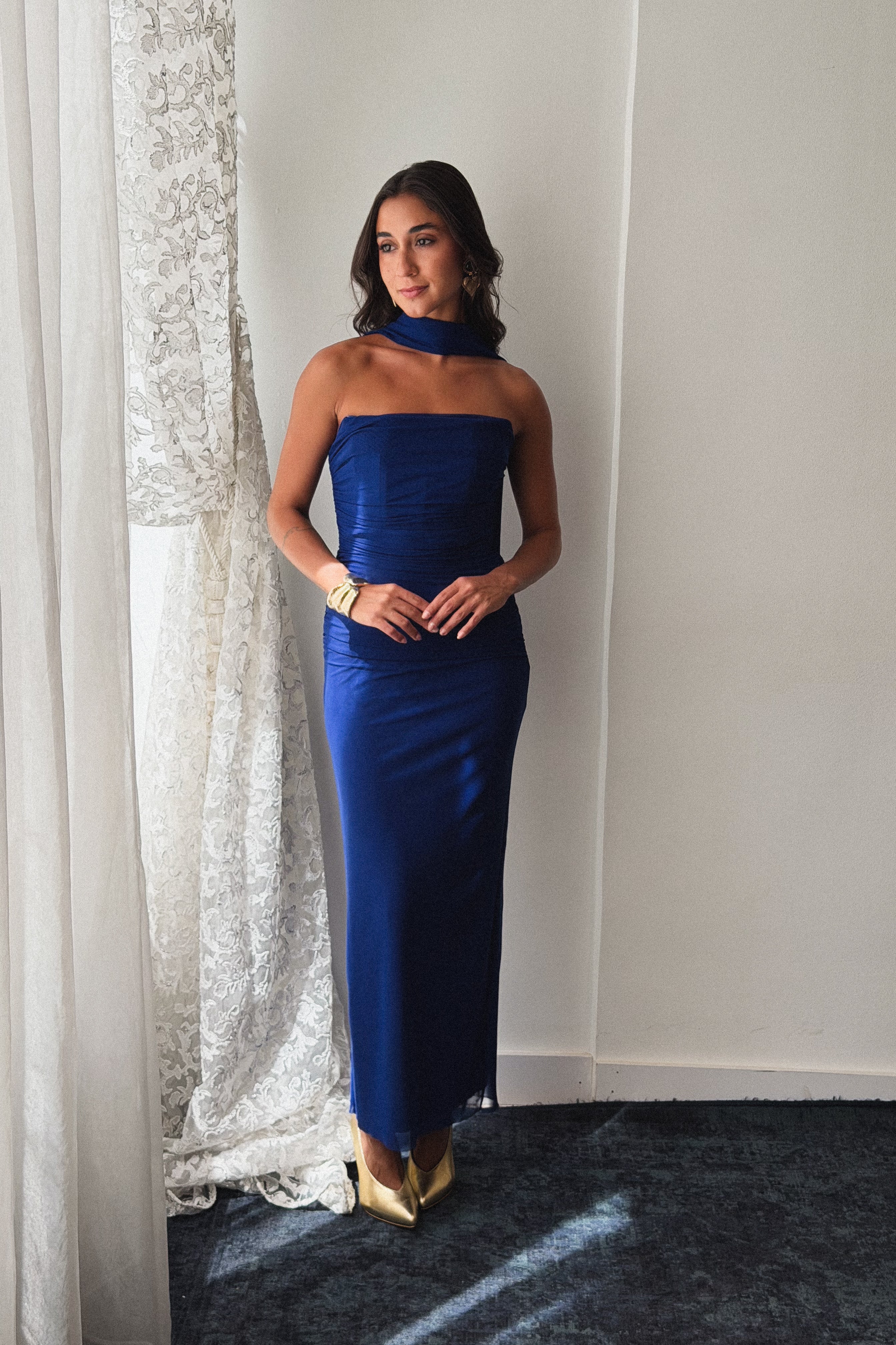 Tulle Midi Dress in Blue