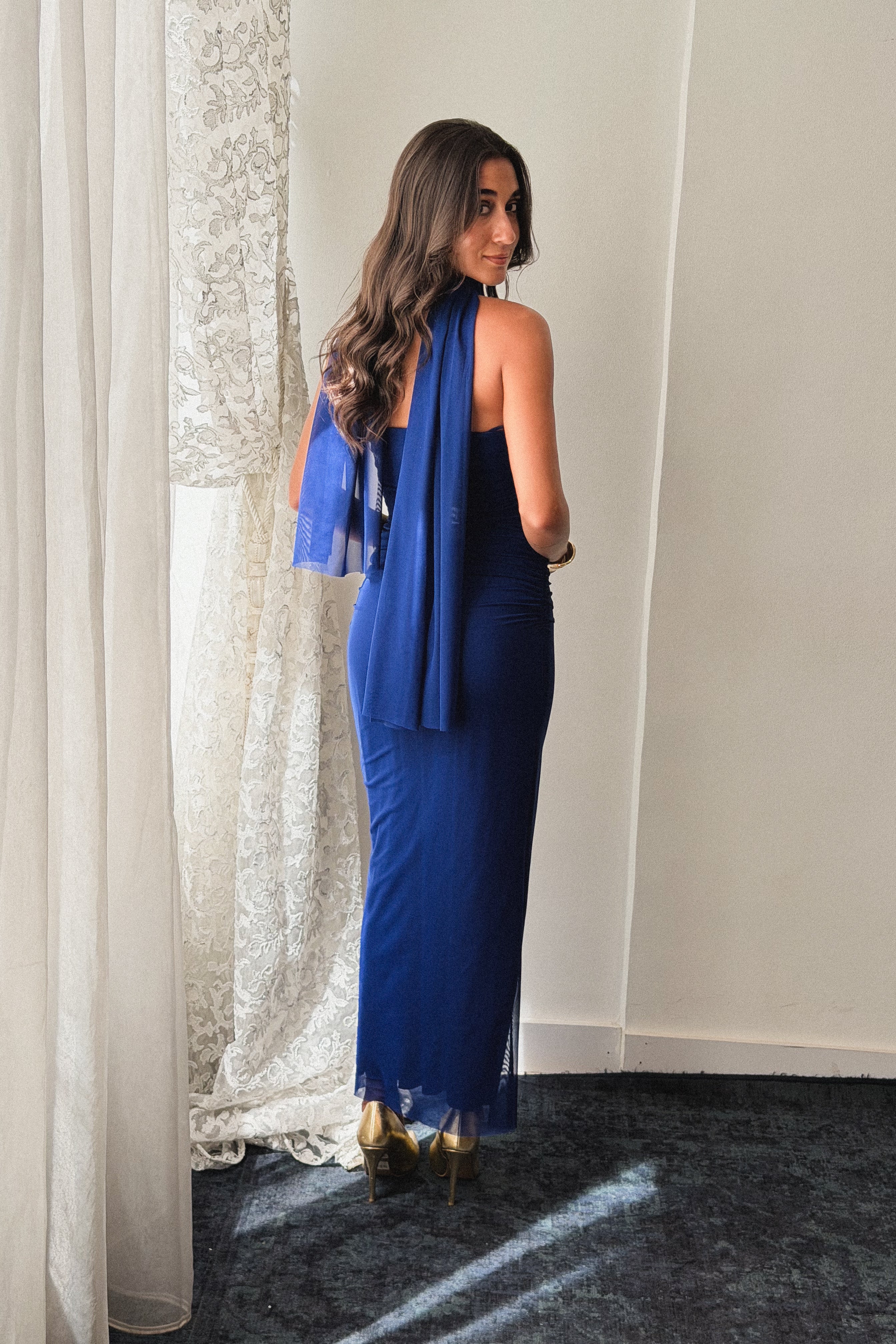 Tulle Midi Dress in Blue