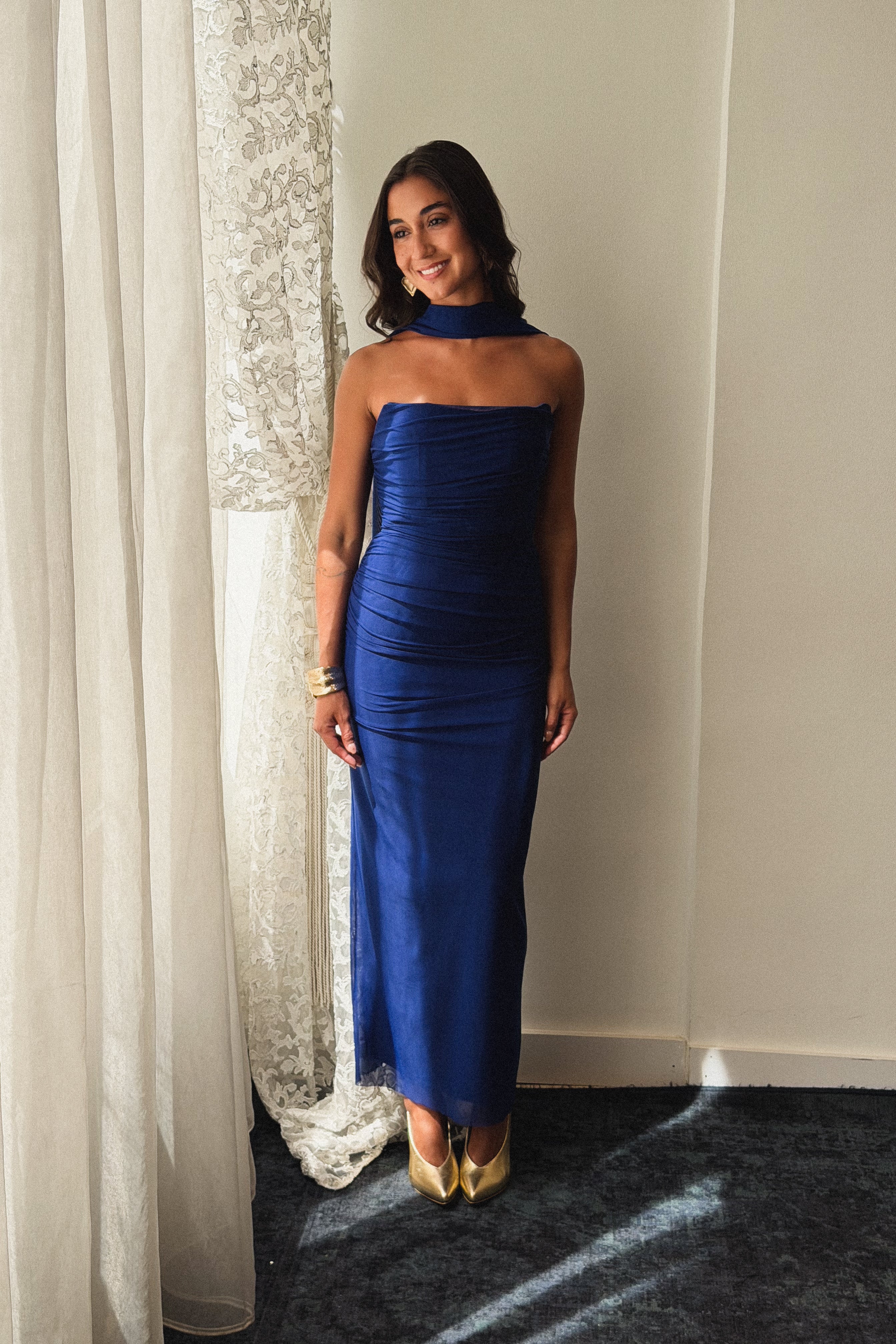 Tulle Midi Dress in Blue