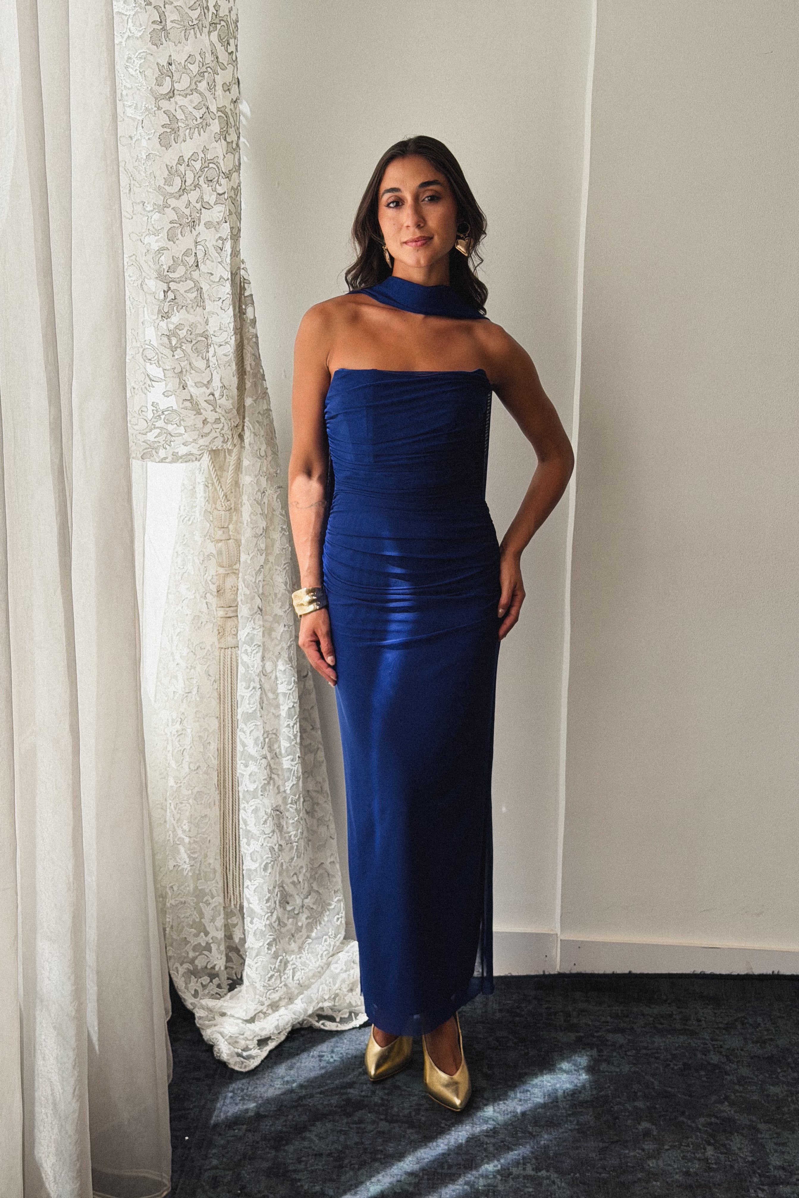 Tulle Midi Dress in Blue