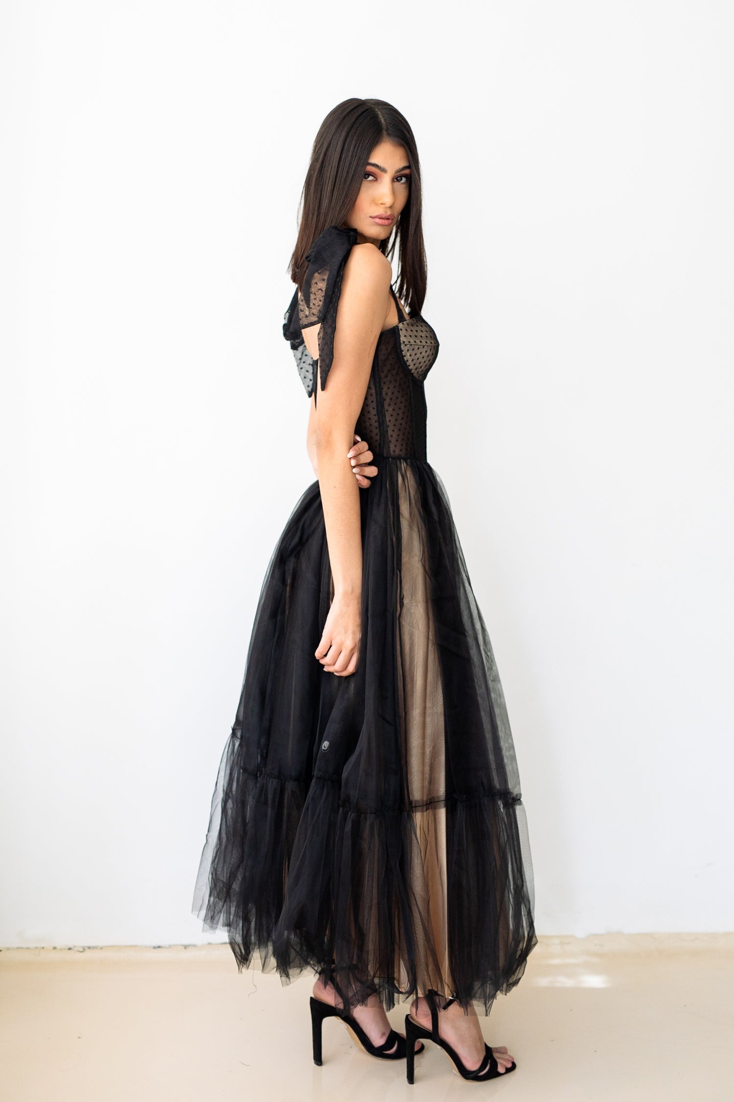 tulle Long dress in Black