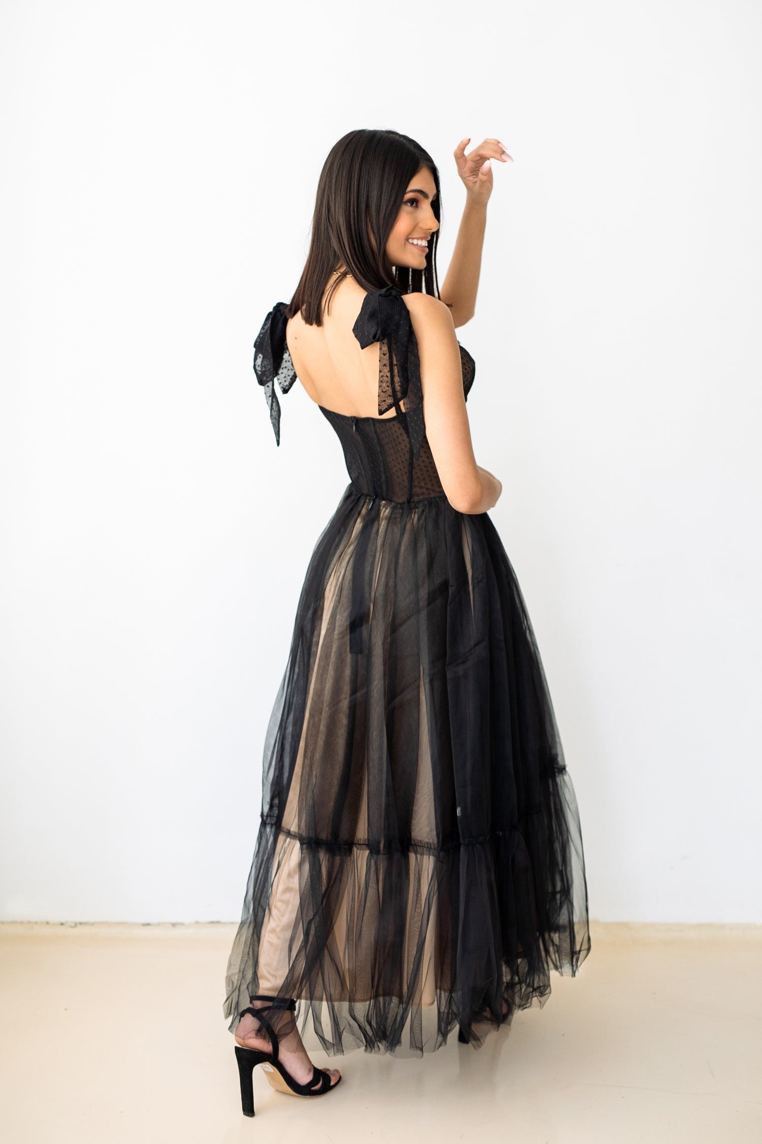 tulle Long dress in Black