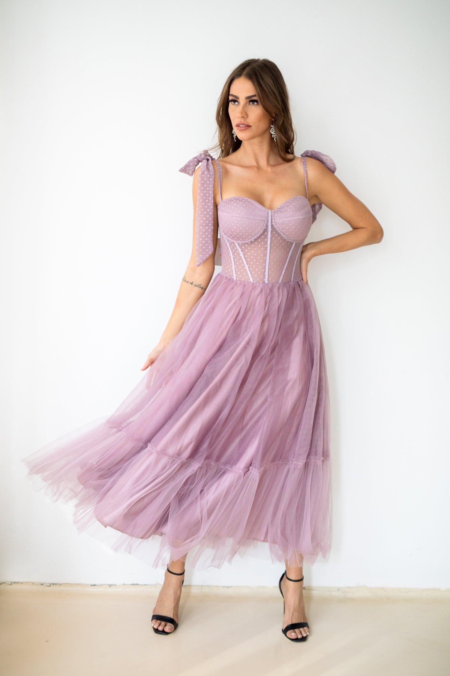 tulle Long dress in Purple