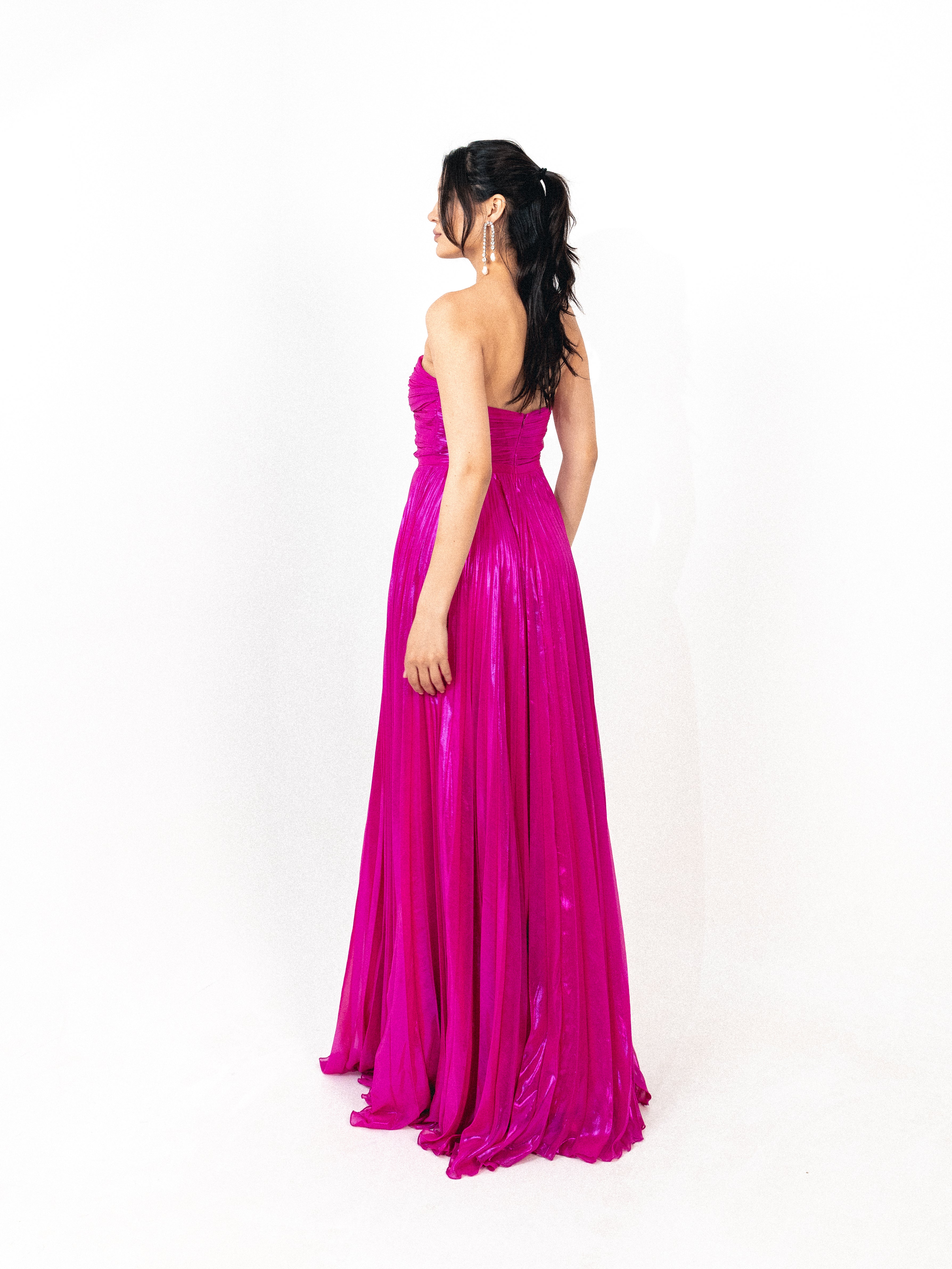 Halter neck plisse in FUSHSIA