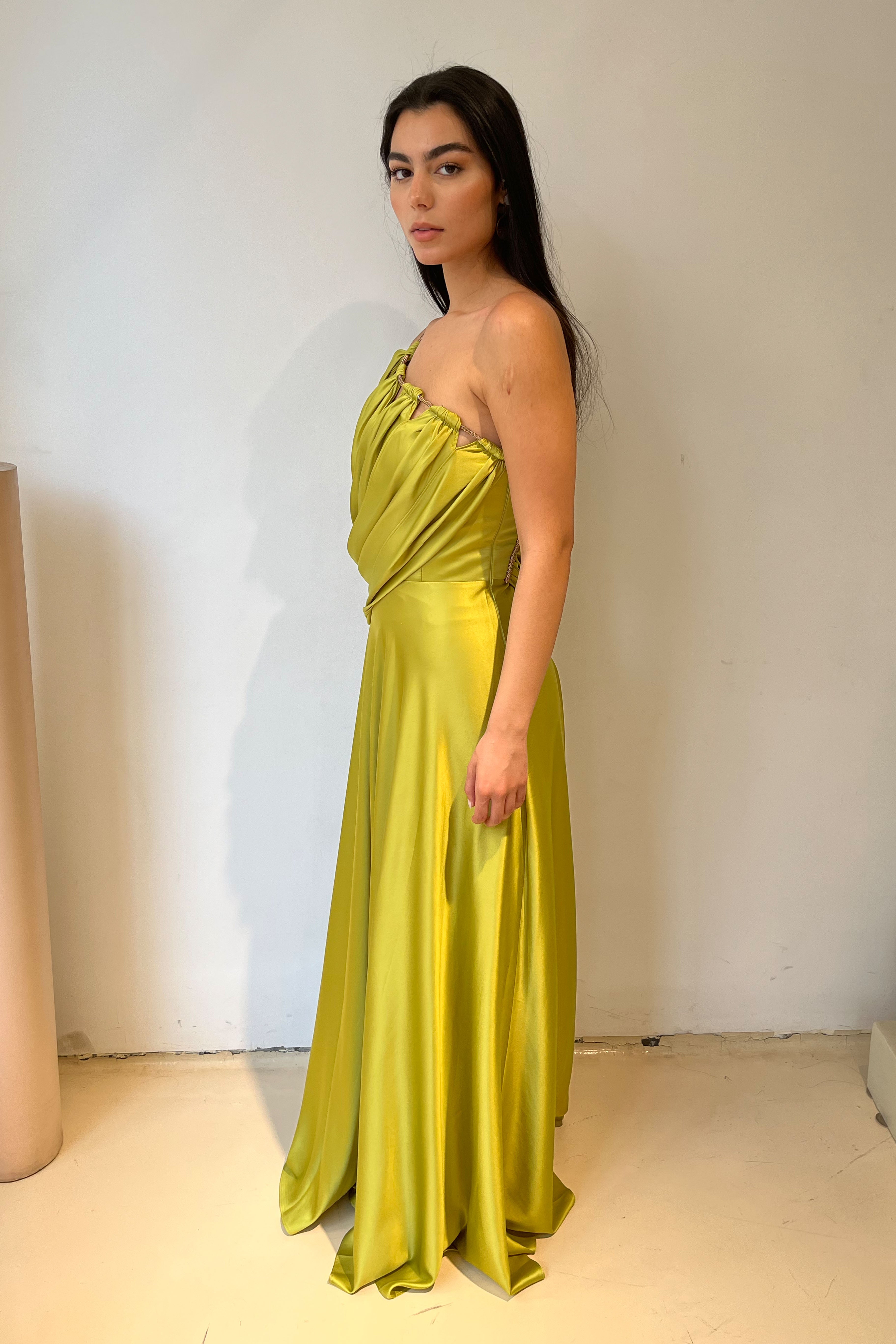 Satin One shoulder dress