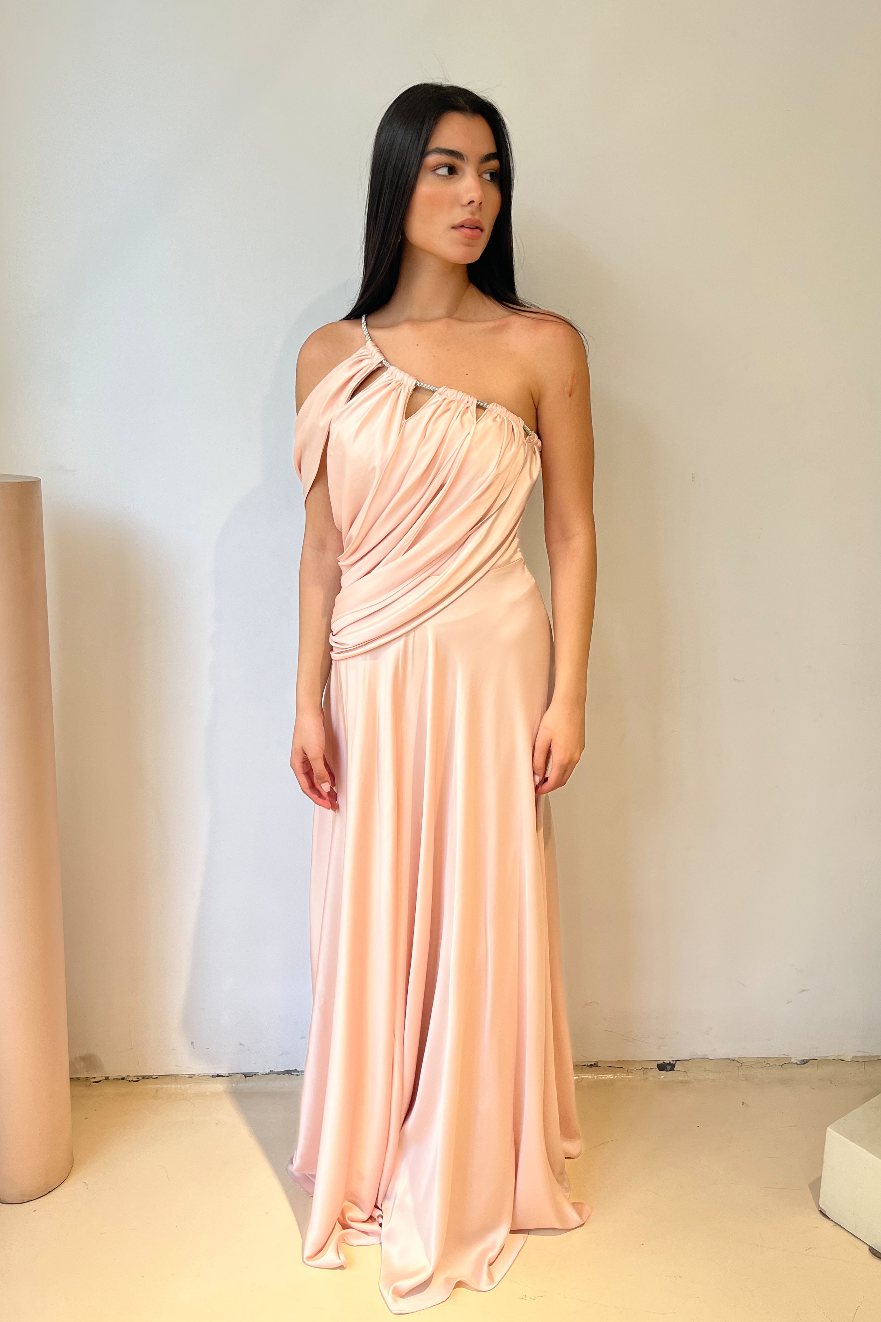 Satin One shoulder dress