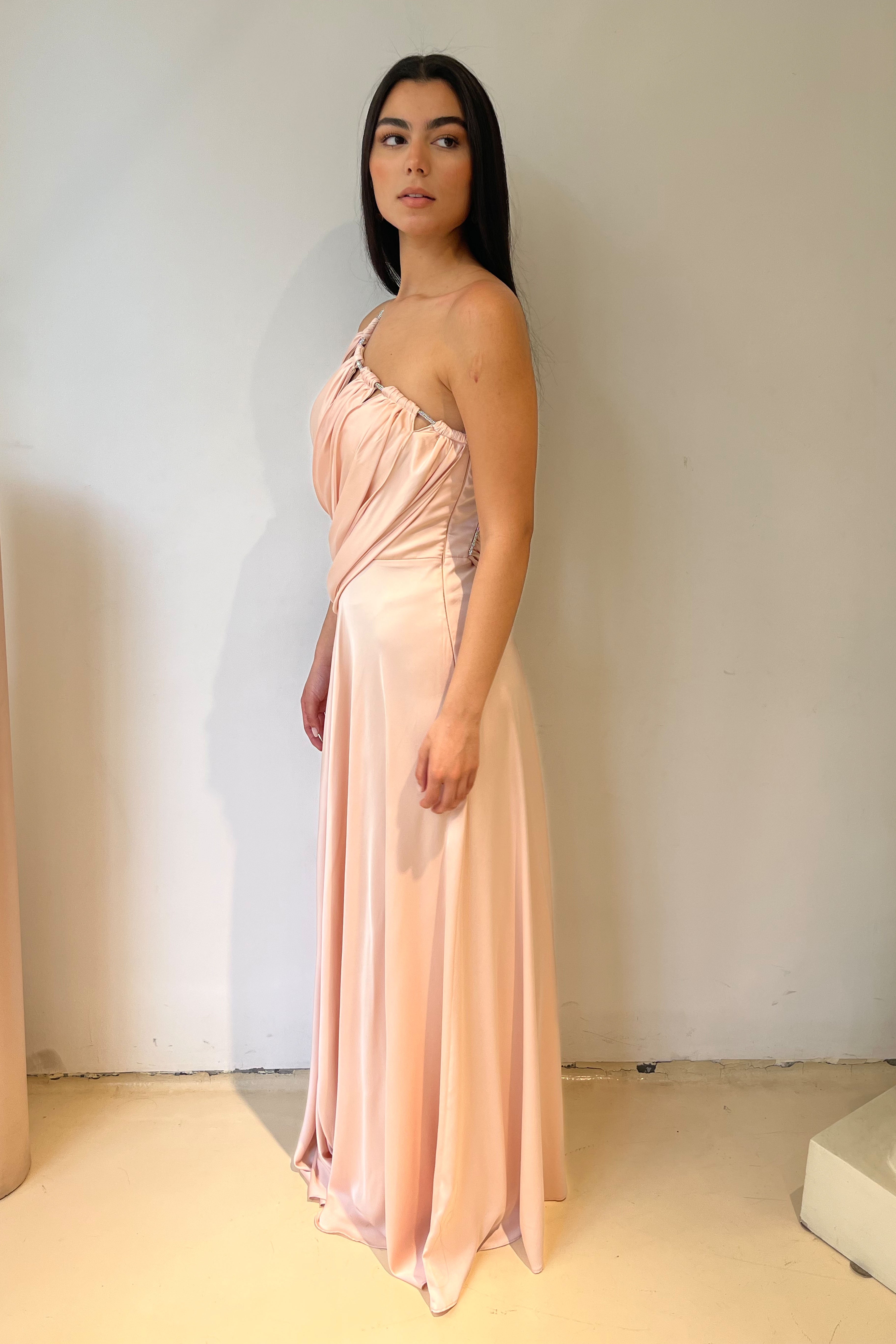 Satin One shoulder dress