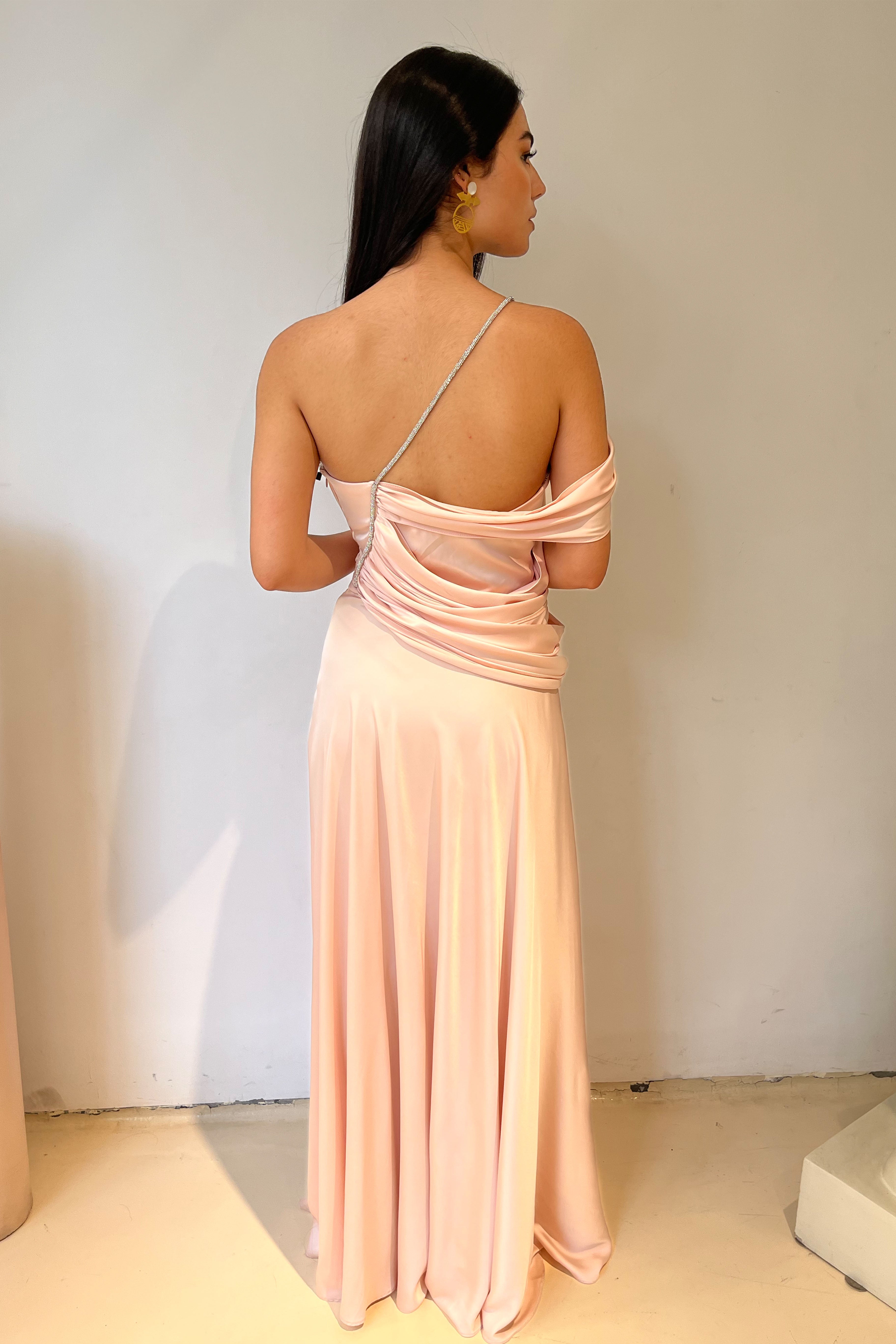 Satin One shoulder dress