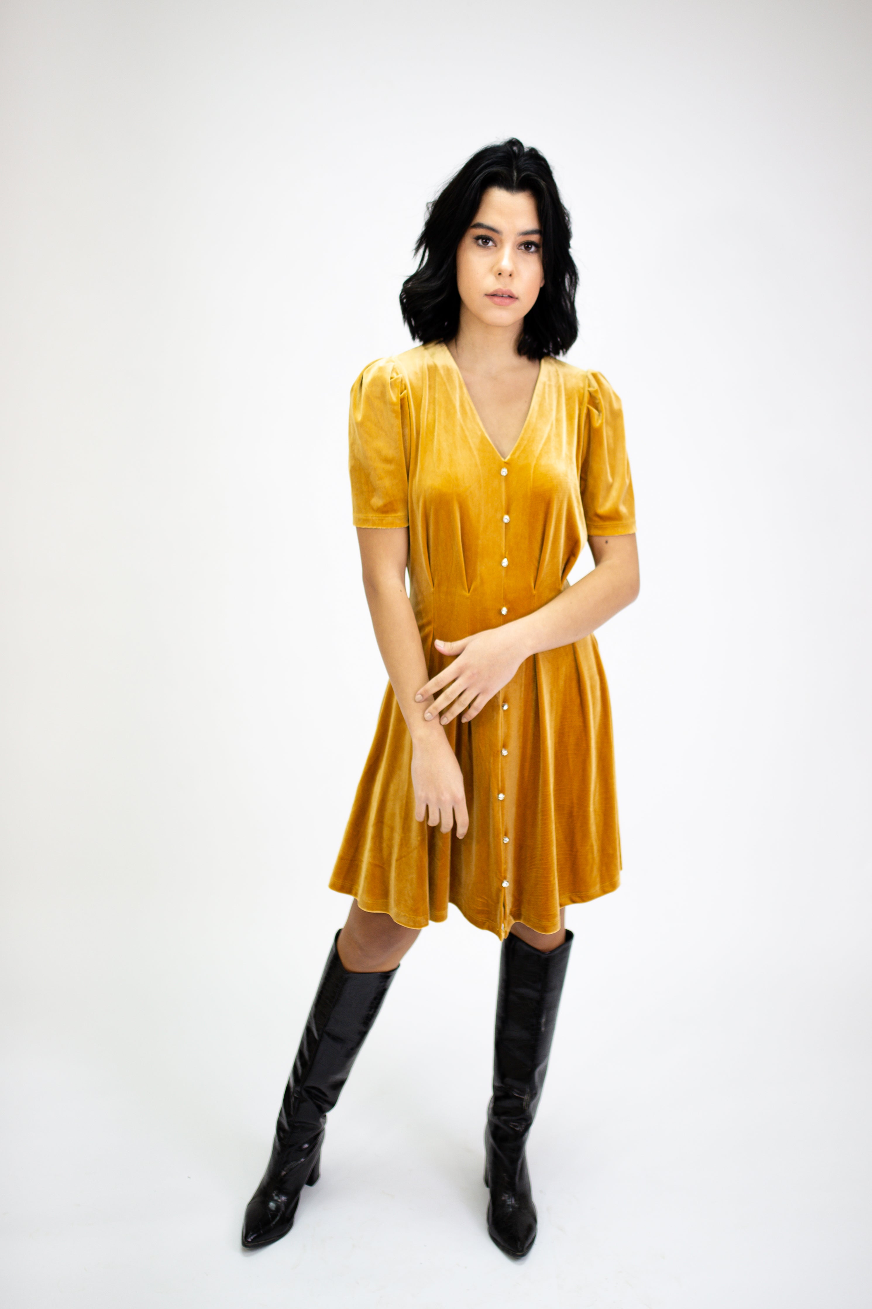 Velvet Short Sleeve Dress