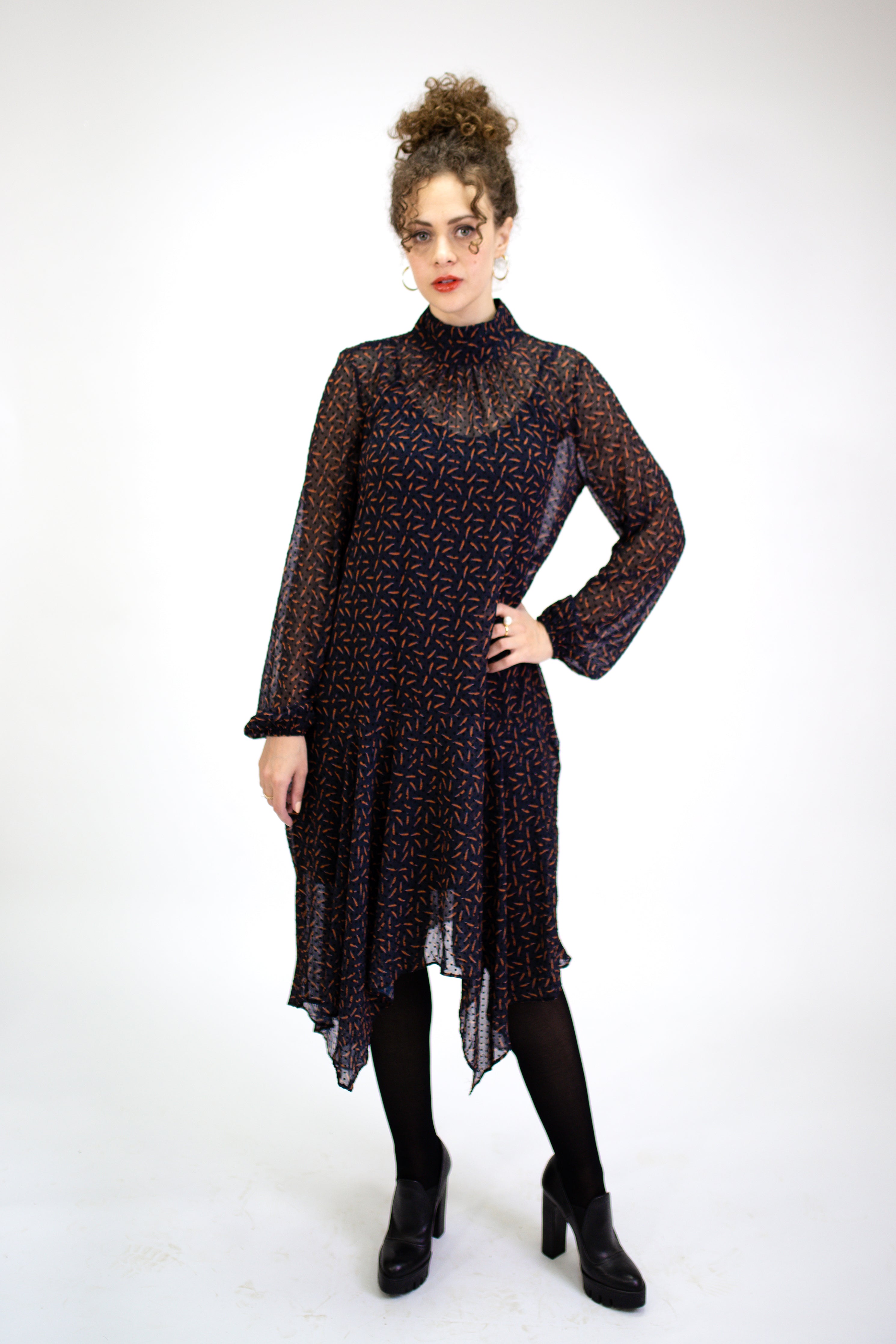 Chiffon Dress with sleeves