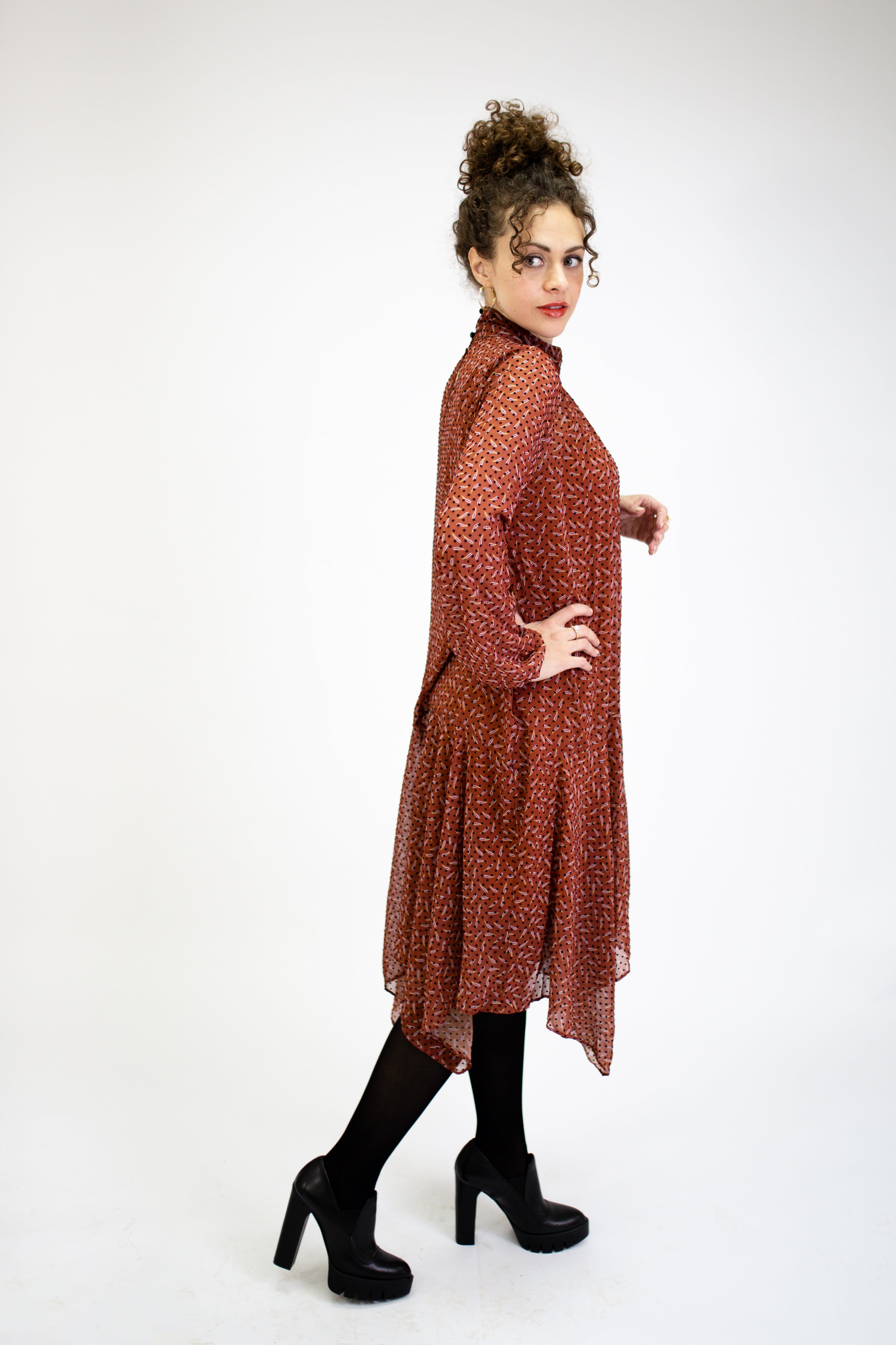 Chiffon Dress with sleeves