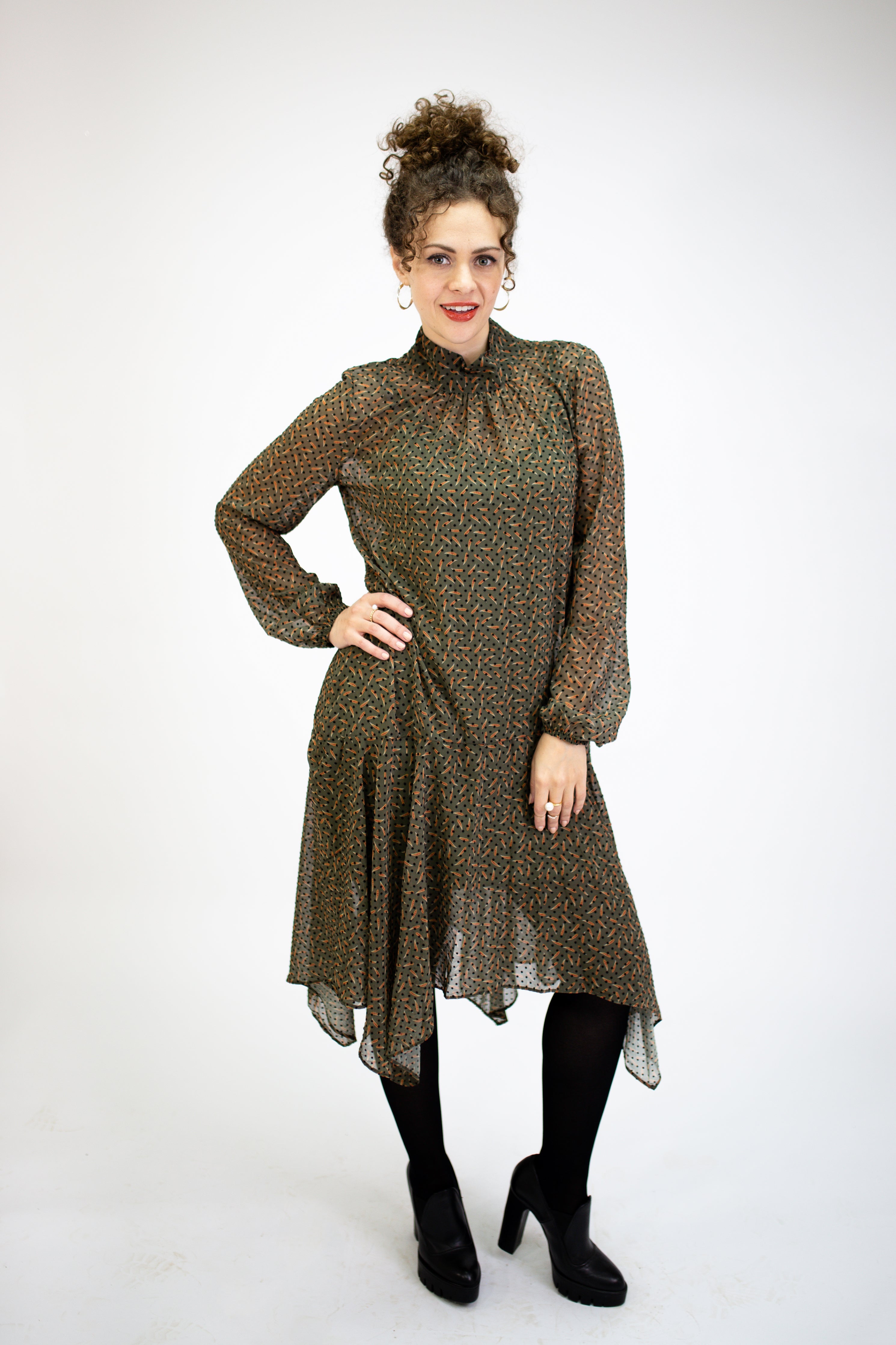 Chiffon Dress with sleeves