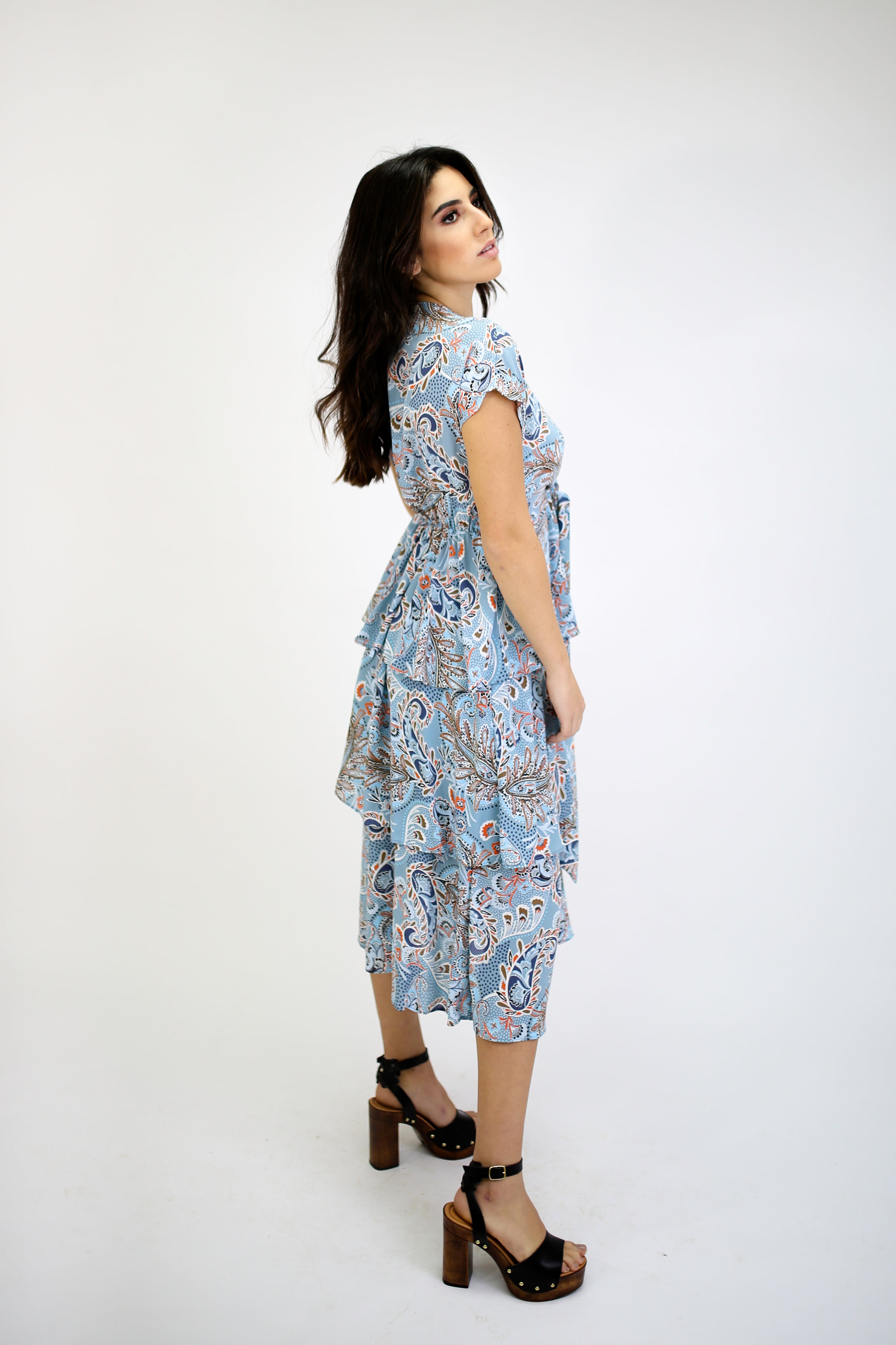 Chiffon Ruffle Colorful Dress