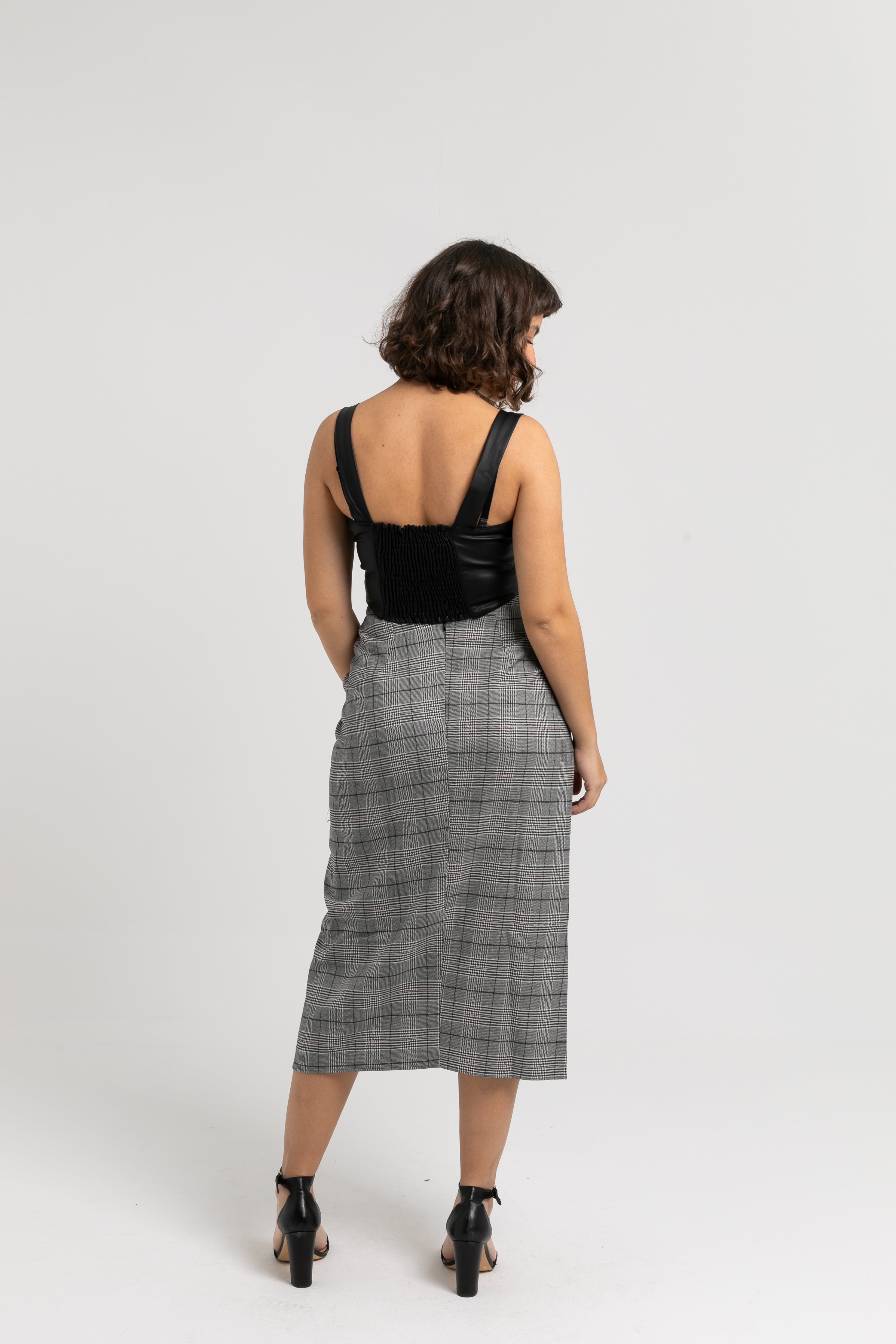 plaid skirt with slit