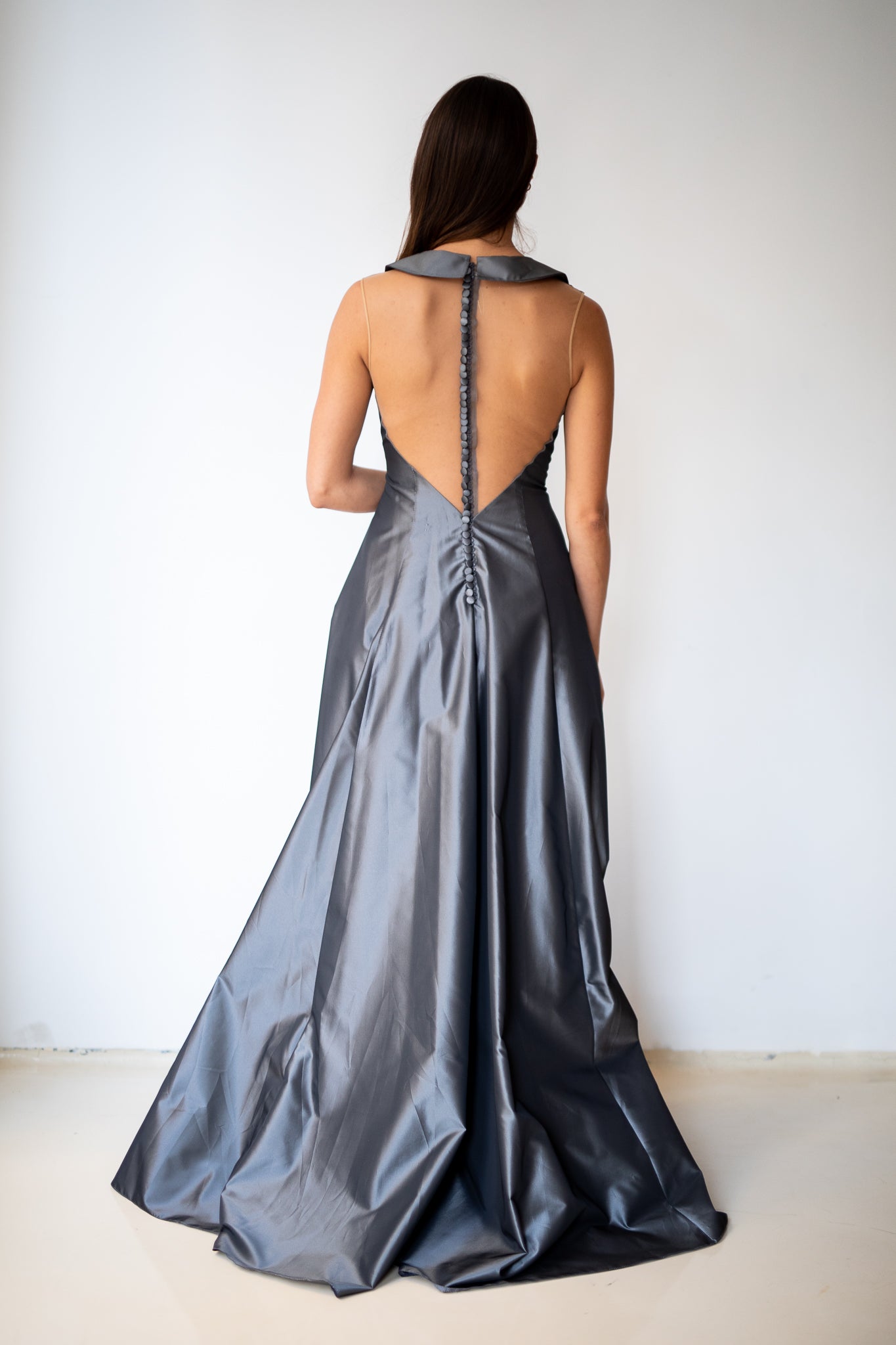 Satin long gown in Gray
