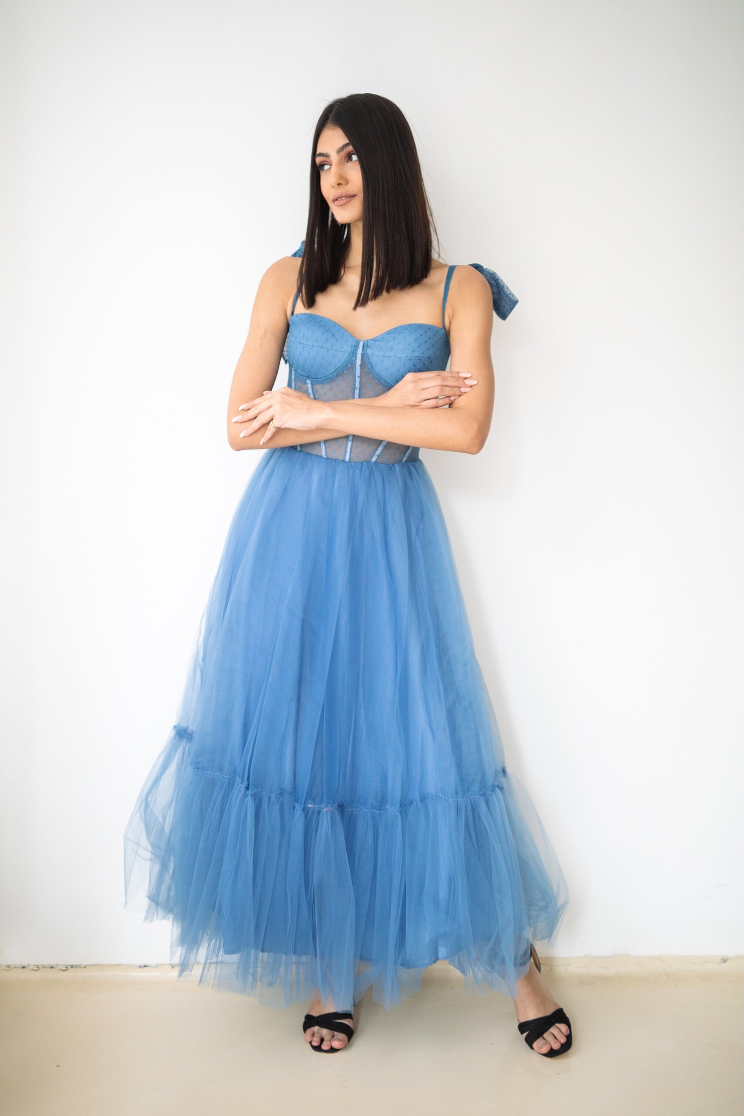 tulle Long dress in Blue