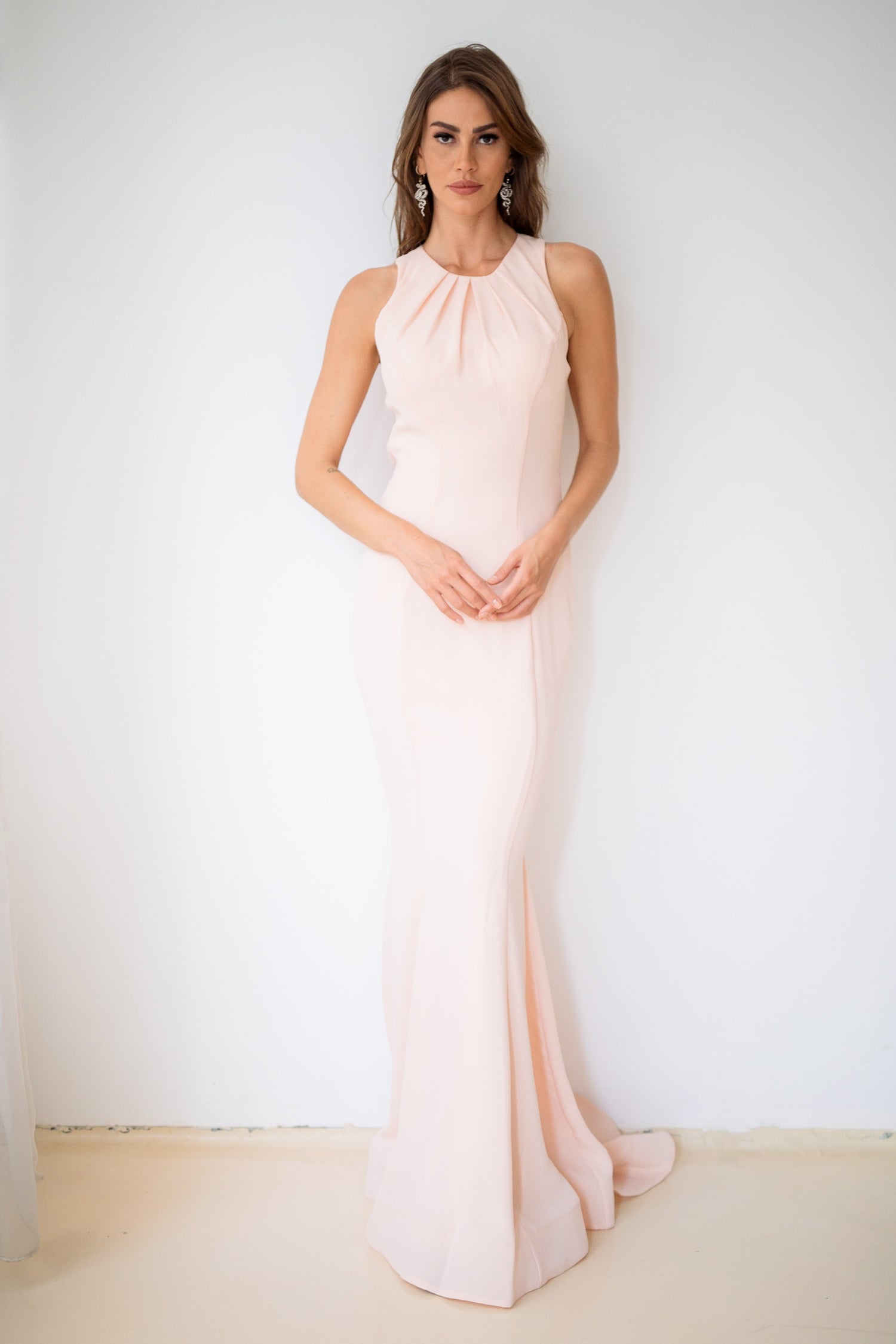 Backless long dress in Powder Pink