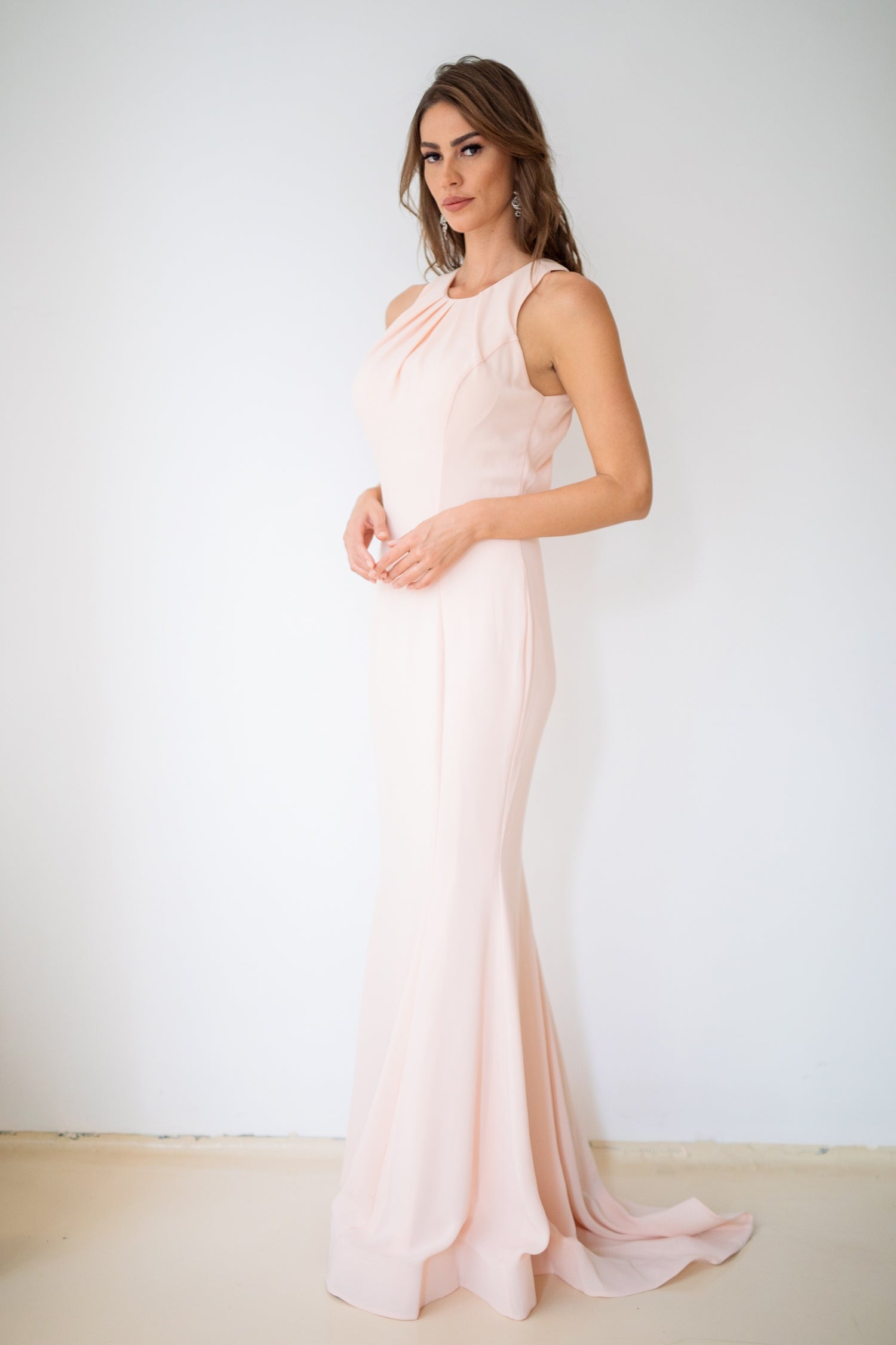 Backless long dress in Powder Pink