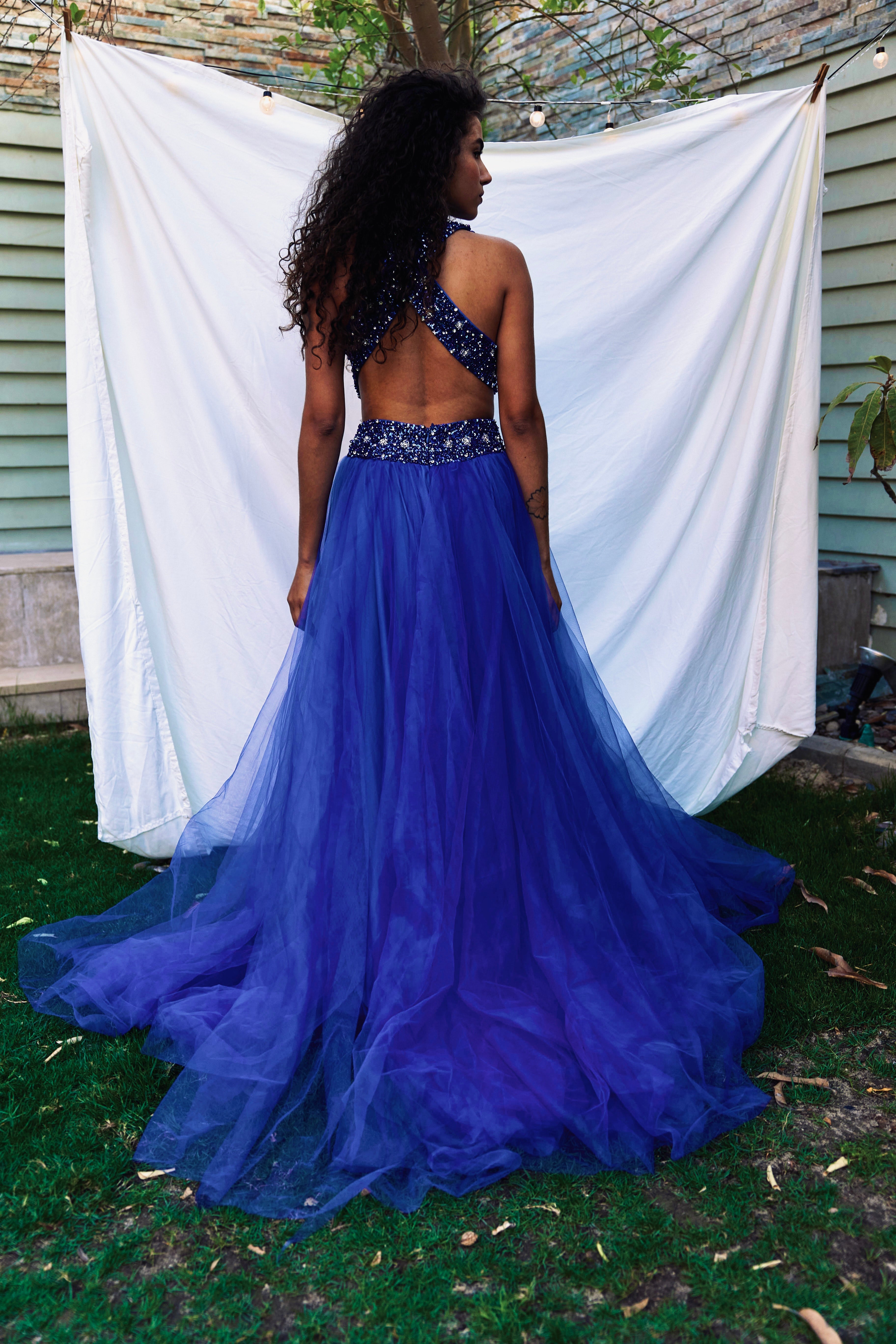 Beaded Backless Gown