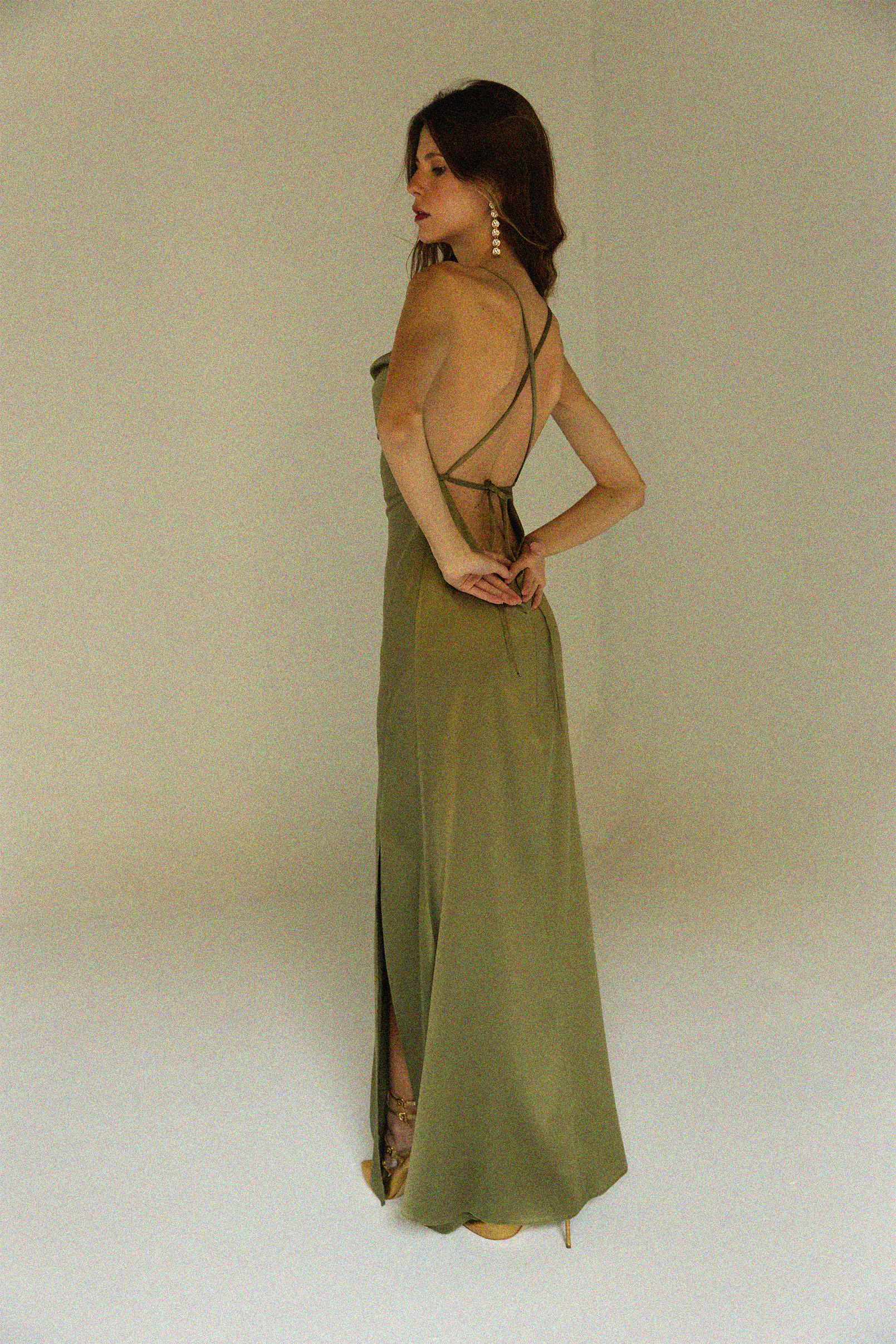 The Backless Satin in Olive