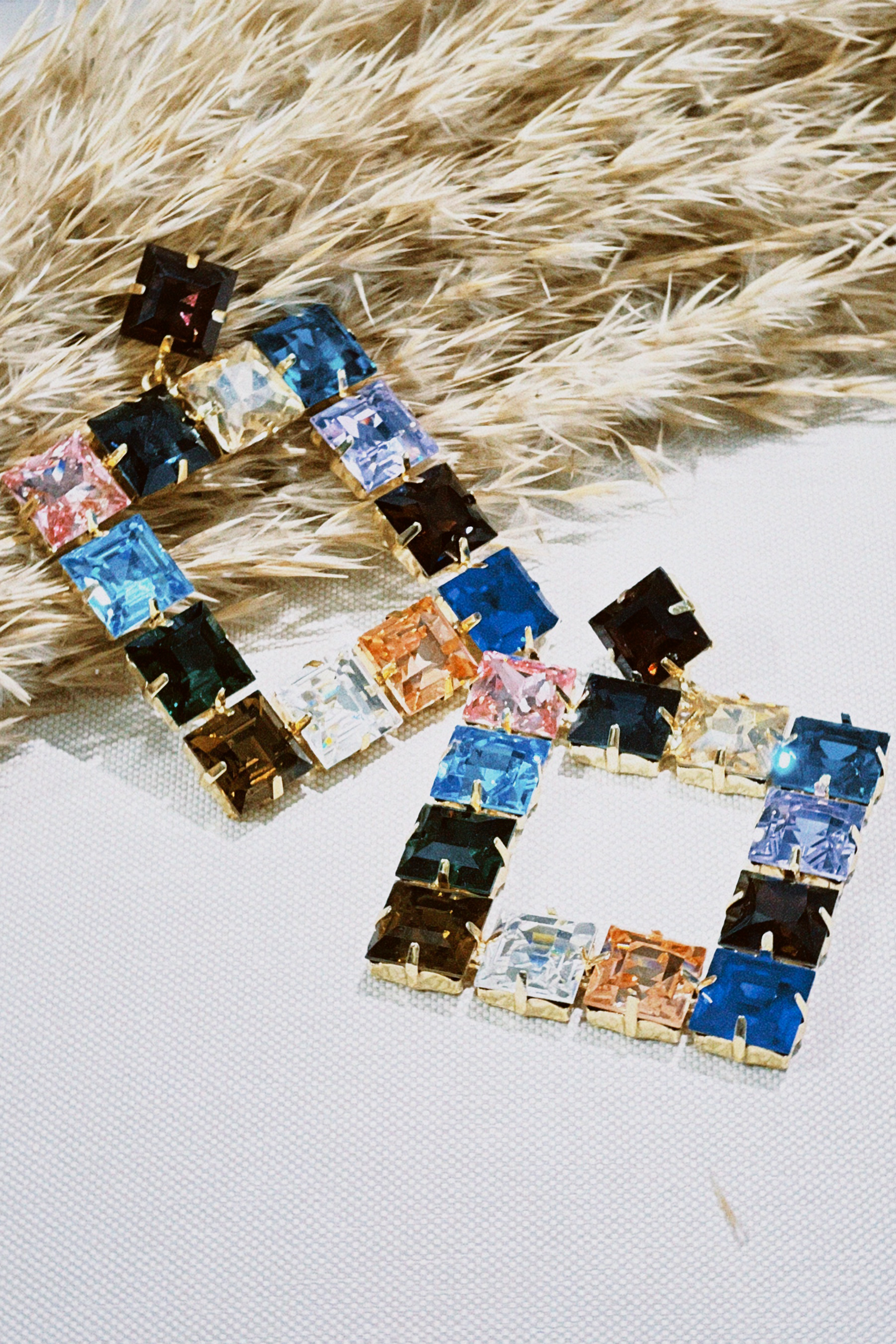 Colorful square earrings